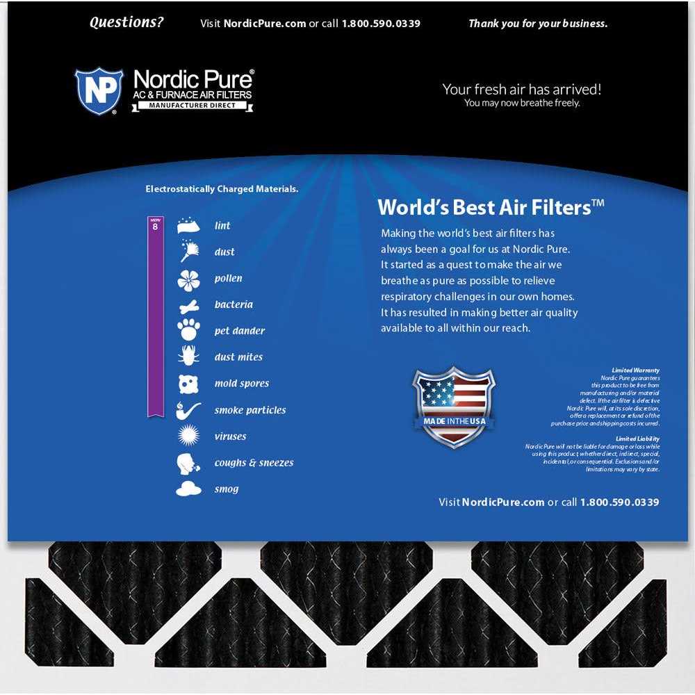 NORDICPURE Pure Carbon Pleated Odor Reduction Furnace Air Filters - Inhomebuy