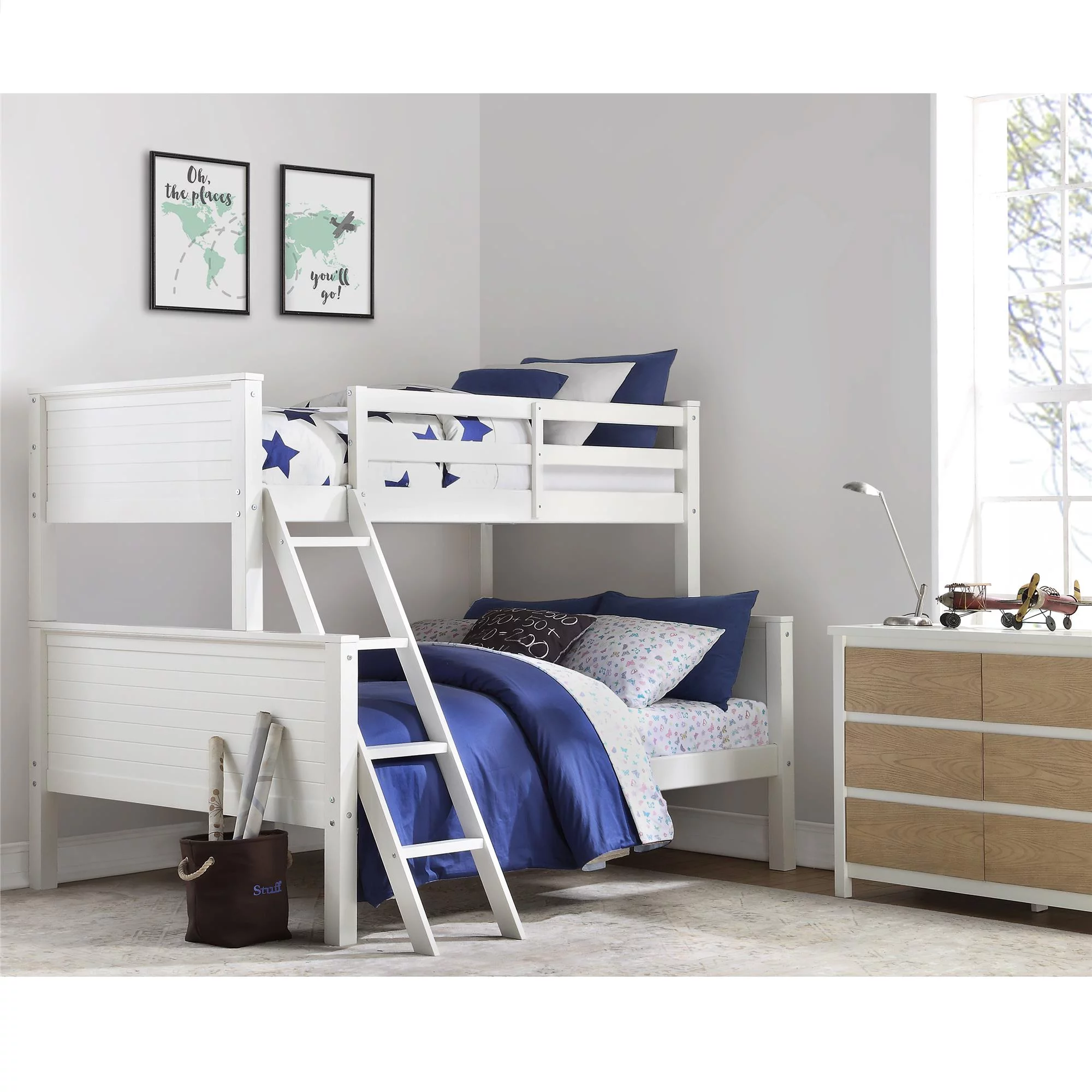 Your Zone Kenzo Convertible Twin-Over-Full Wood Bunk Bed, Walnut - Inhomebuy