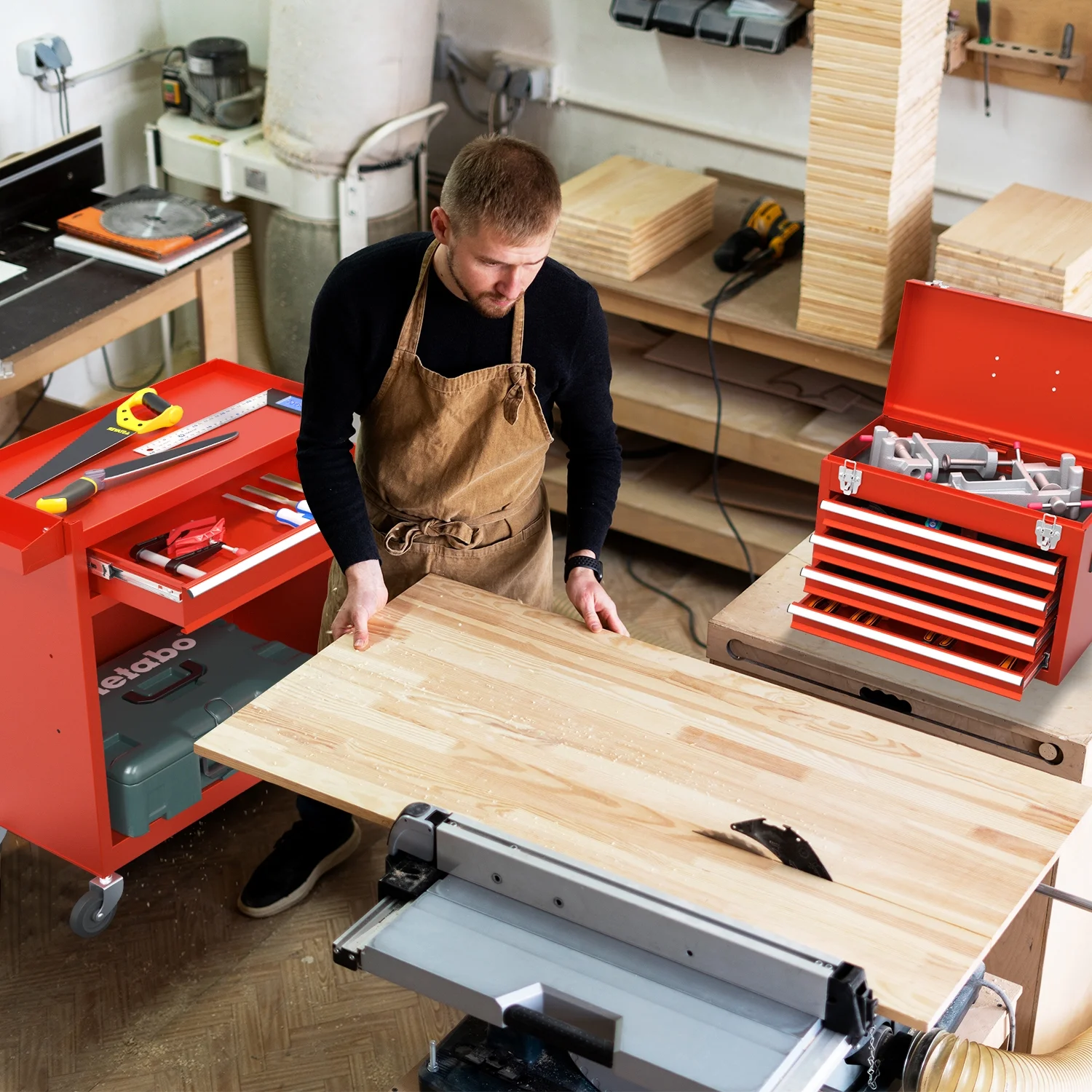 5 Drawer Mechanic Tool Chest with Wheels Heavy Duty Rolling Tool Box Cabinet Keyed Locking System Toolbox Organizer for Workshop Darkblue - Inhomebuy