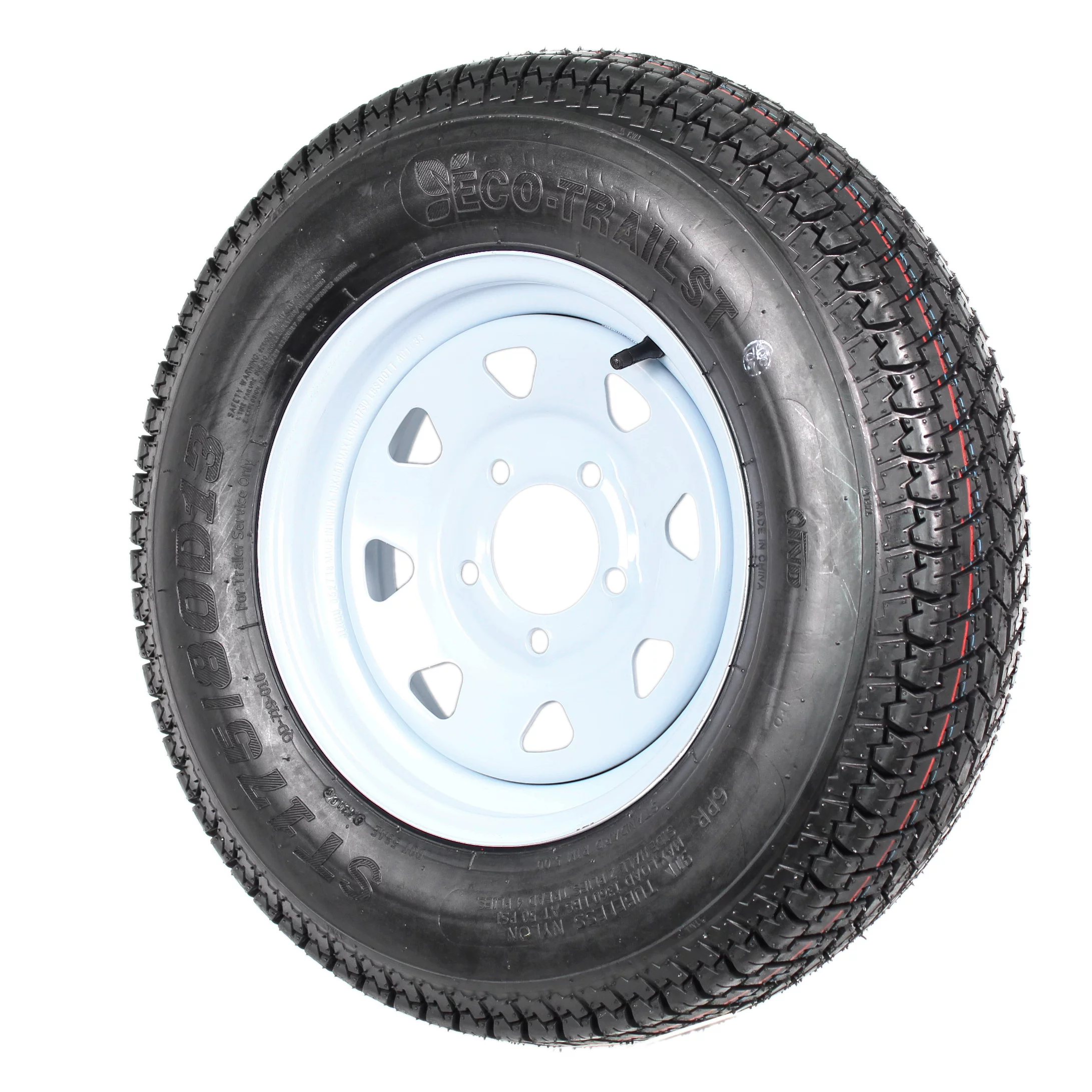 Eco Trailer Tire Rim ST175/80D13 175/80 B78-13 LRC 5 Lug Wheel White Spoke - Inhomebuy