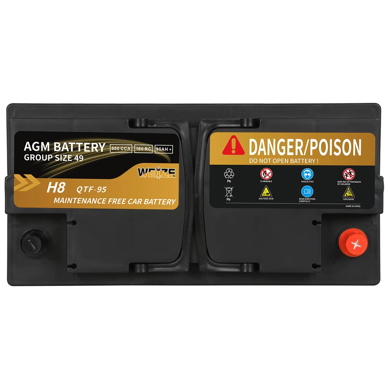 Weize Platinum AGM Battery BCI Group 48-12v 70ah H6 Size 48 Automotive Battery, 120RC, 760CCA, 36 Months Warranty - Inhomebuy