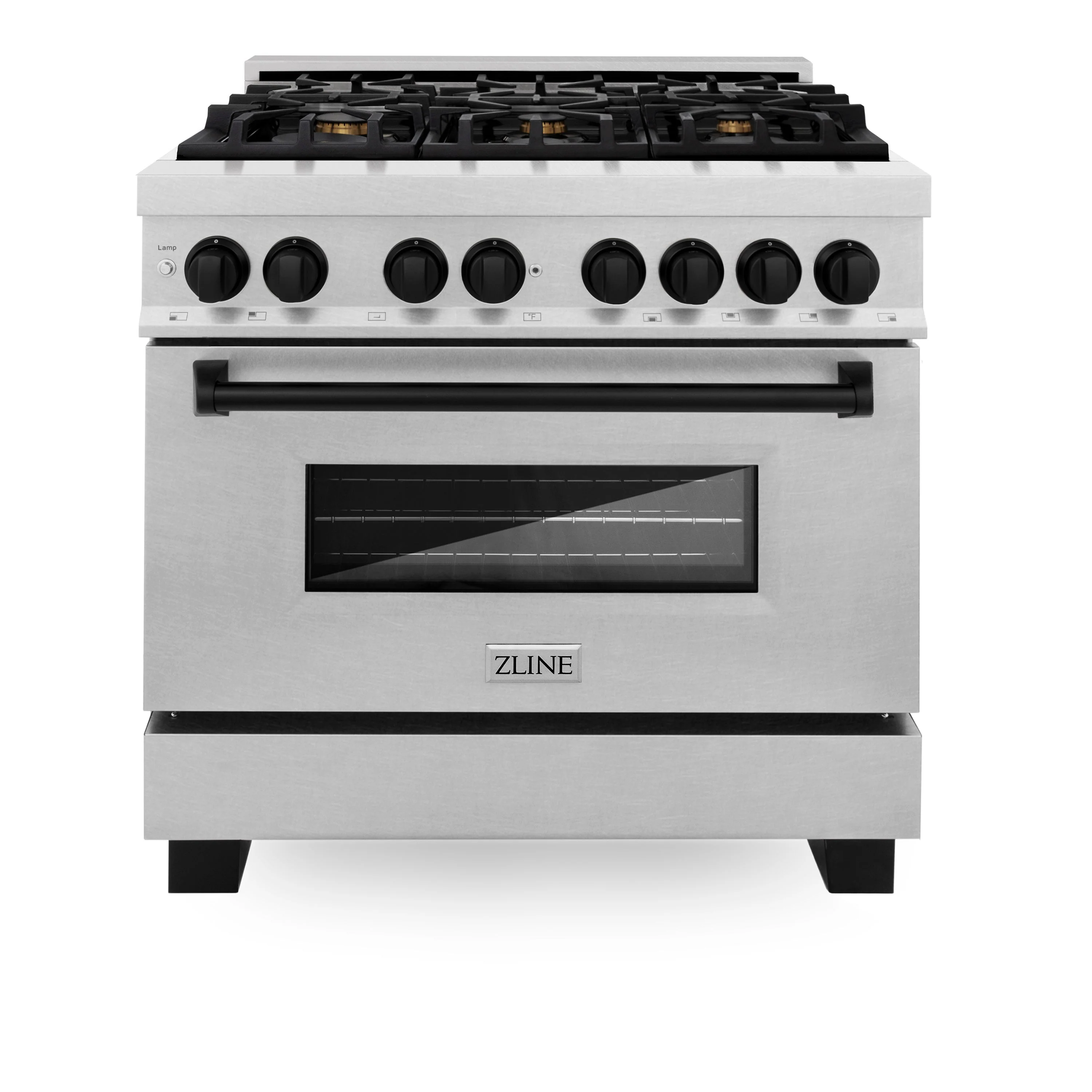 ZLINE Autograph Edition 36 in. 4.6 cu. ft. Range with Gas Stove and Electric Oven in DuraSnow® with Matte Black Accents, RASZ-SN-36-MB - Inhomebuy