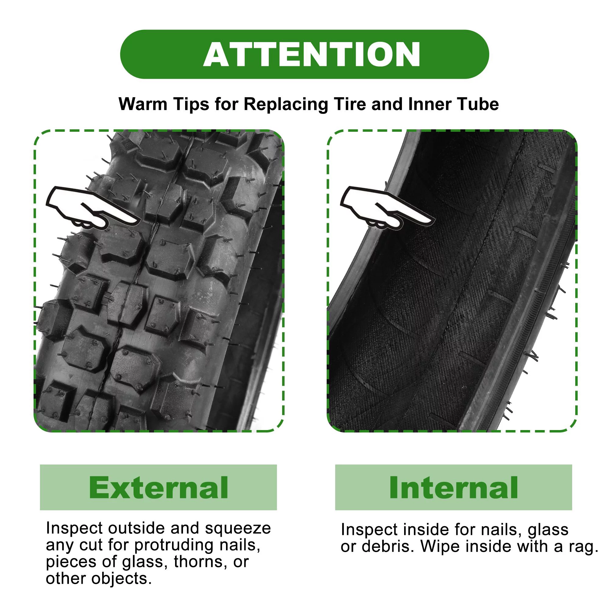 LotFancy 3.00-12 Dirt Bike Tire and Inner Tube Set, 80/100-12 Knobby Tire, TR87 Valve Stem - Inhomebuy