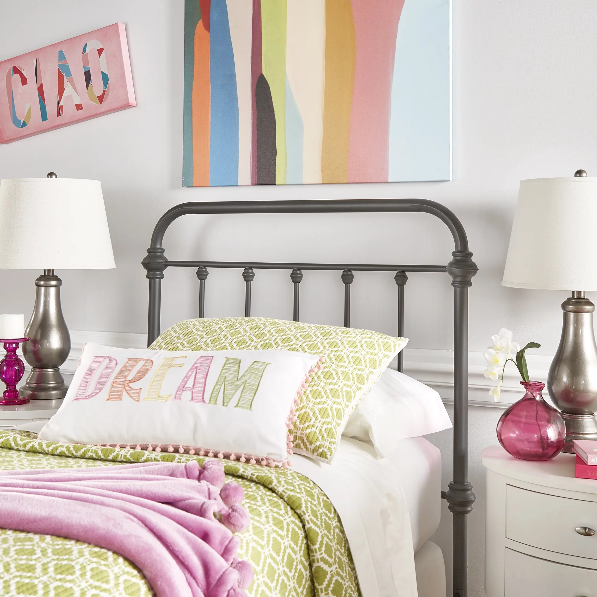 Weston Home Nottingham Metal Twin Bed, Blue Steel - Inhomebuy