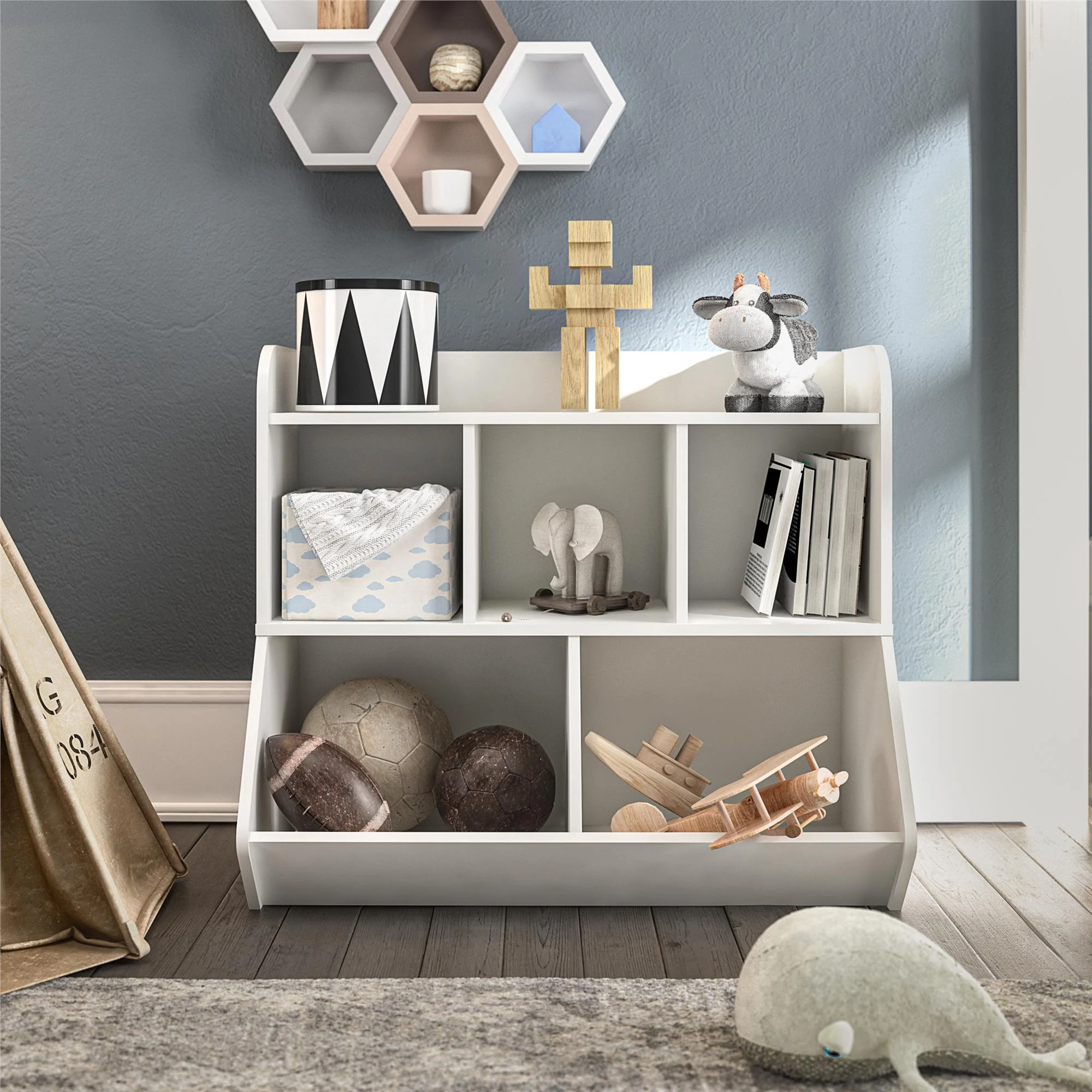 Ameriwood Home Charli Kids Toy Storage Bookcase, Navy - Inhomebuy