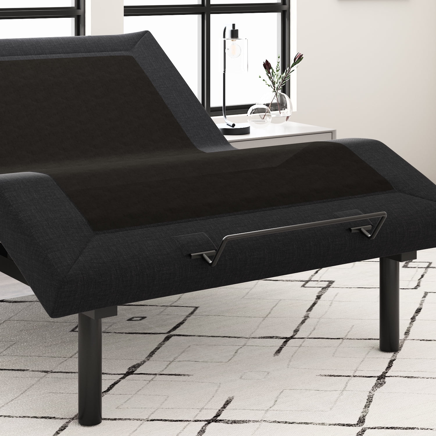 Allewie Queen Size Adjustable Bed Base Frame with New Generation Motor, Wireless Remote, Upholstered - Inhomebuy