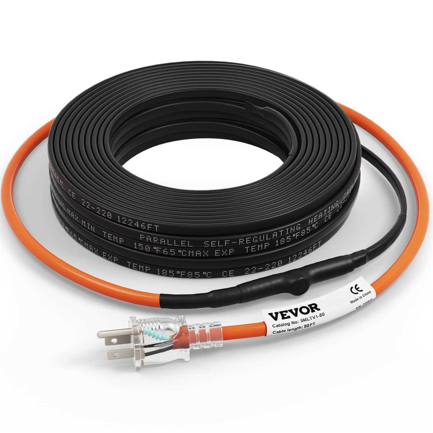 VEVOR Self-Regulating Pipe Heating Cable 5W/ft Heat Tape for Pipes Freeze Protection, Protects PVC Hose, Metal and Plastic Pipe from - Inhomebuy