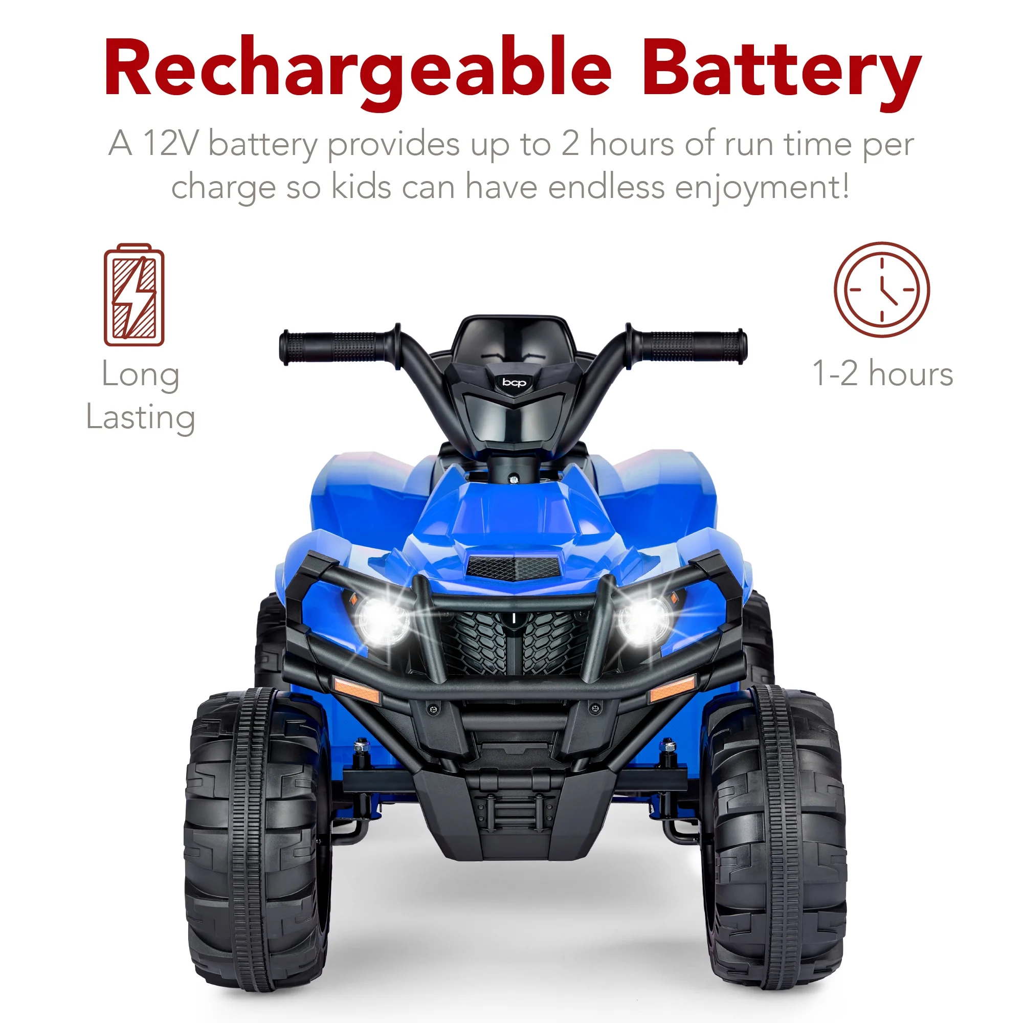 Best Choice Products 12V Kids Ride-On ATV Quad w/ Bluetooth, 2.4mph Max, Treaded Tires, LED Lights, Radio - Black - Inhomebuy