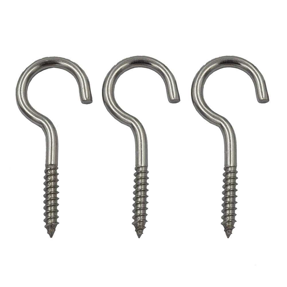 DGOL 10 pcs 2-1/2 Inch 304 Stainless Steel Screw-in Hooks Eye Bolt Ceiling Hook Screw Hanger Closed Loop - Inhomebuy