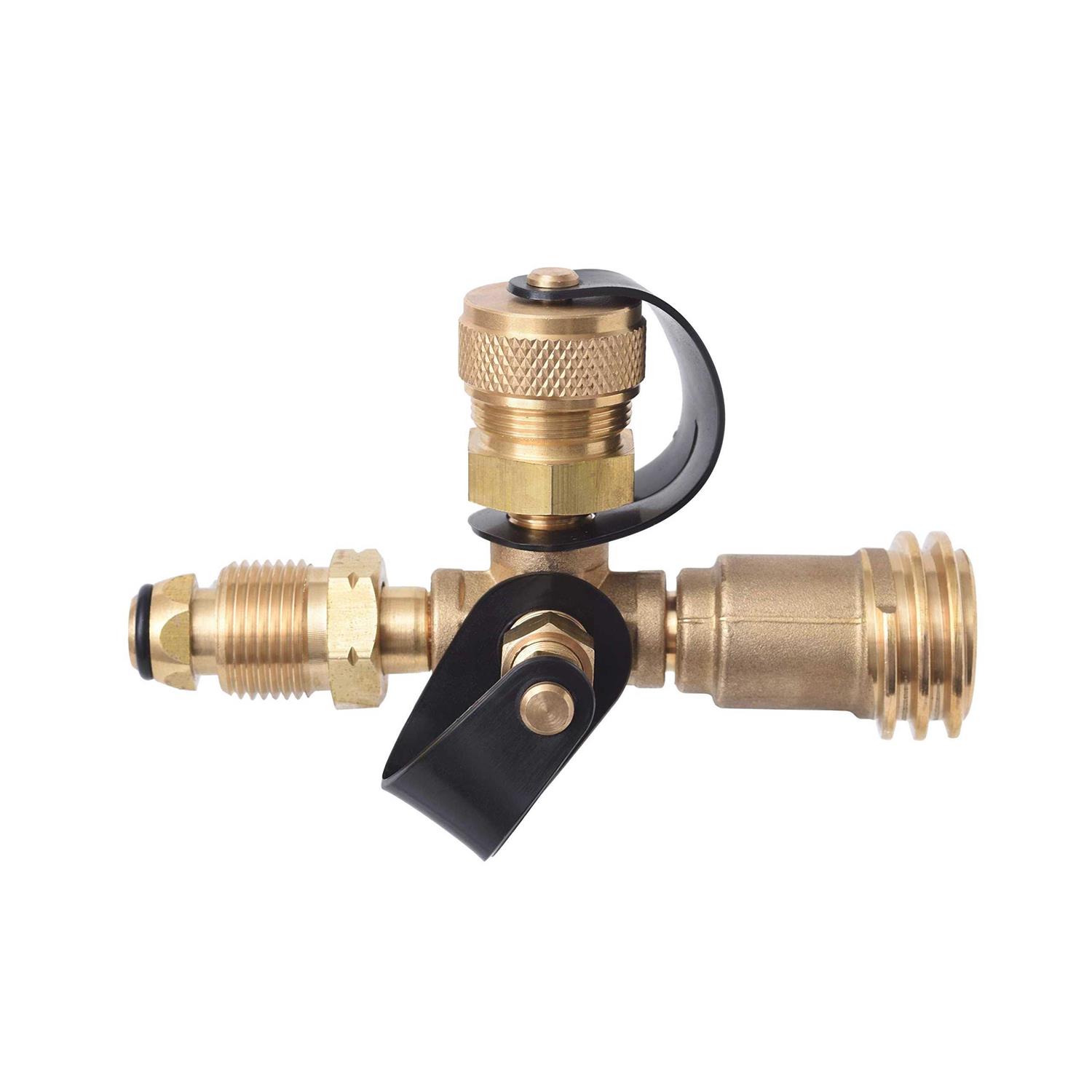 Flame King 4 Port Brass Tee Propane Adapter - Inhomebuy