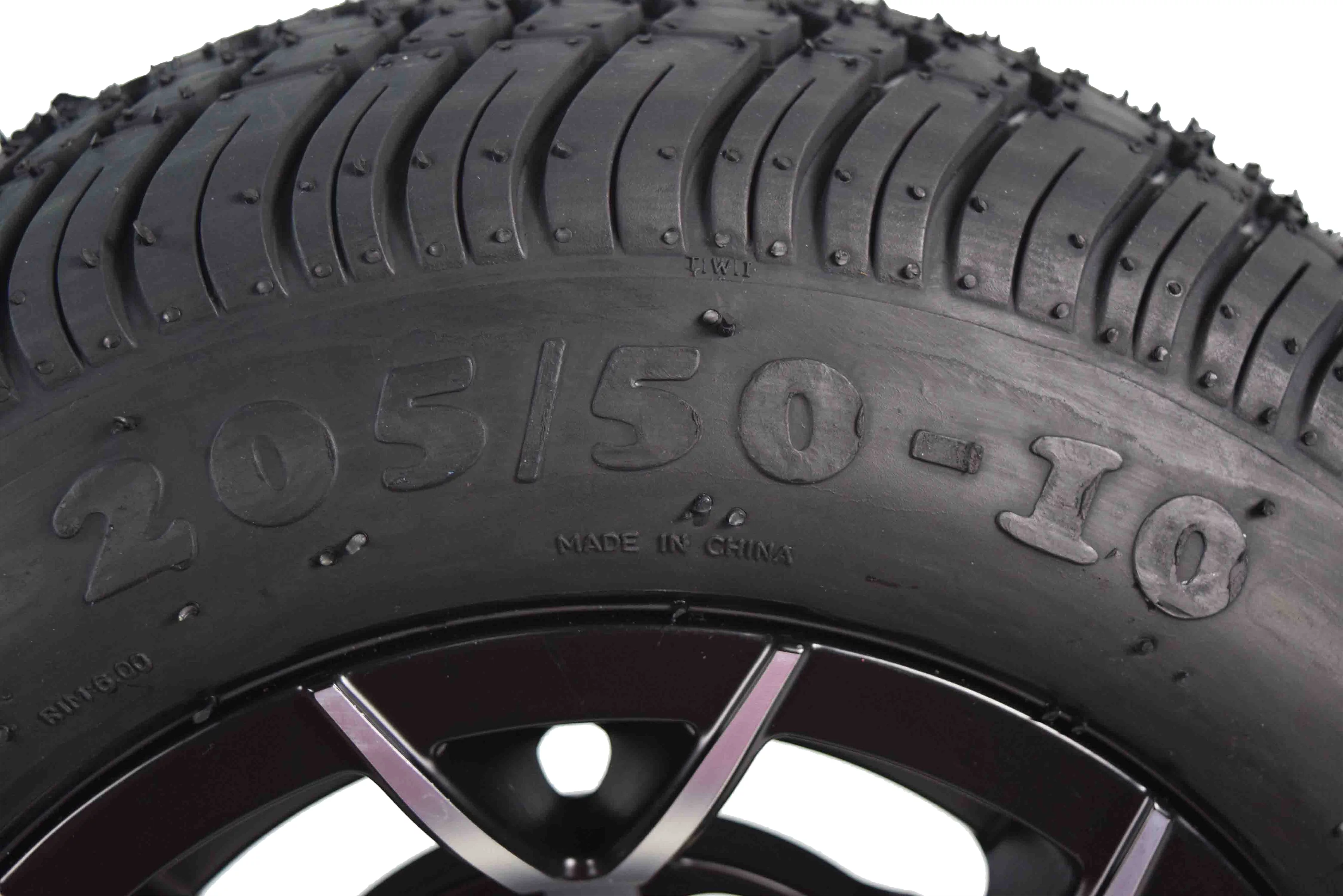 MASSFX 205/50-10 Golf Cart Turf Tire & Black Wheel Kit A240 10x7 4/101.6 - Inhomebuy