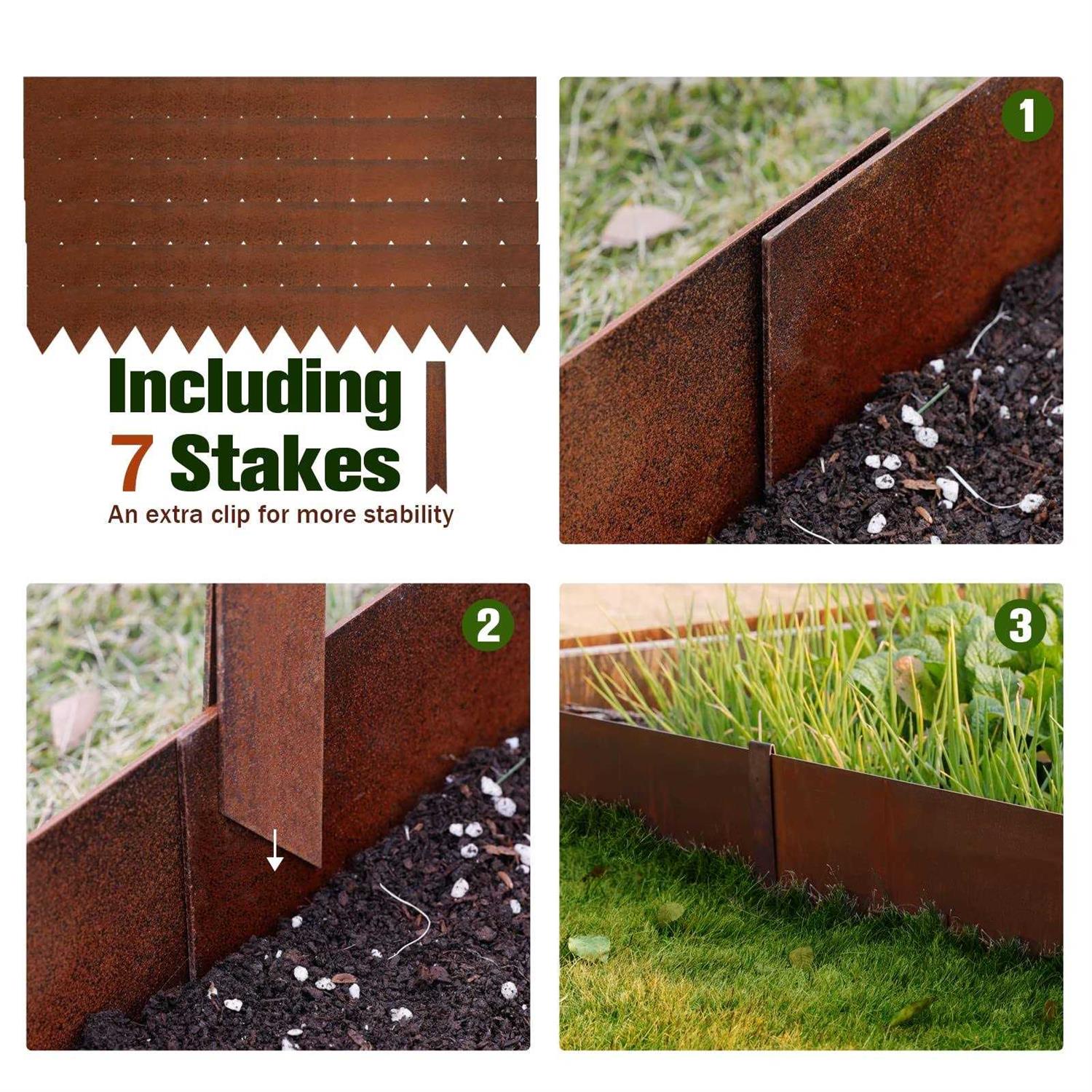 Worth Garden 20 ft. x 6 in. Galvanized Steel Corrugated Landscape Lawn Edging - Inhomebuy