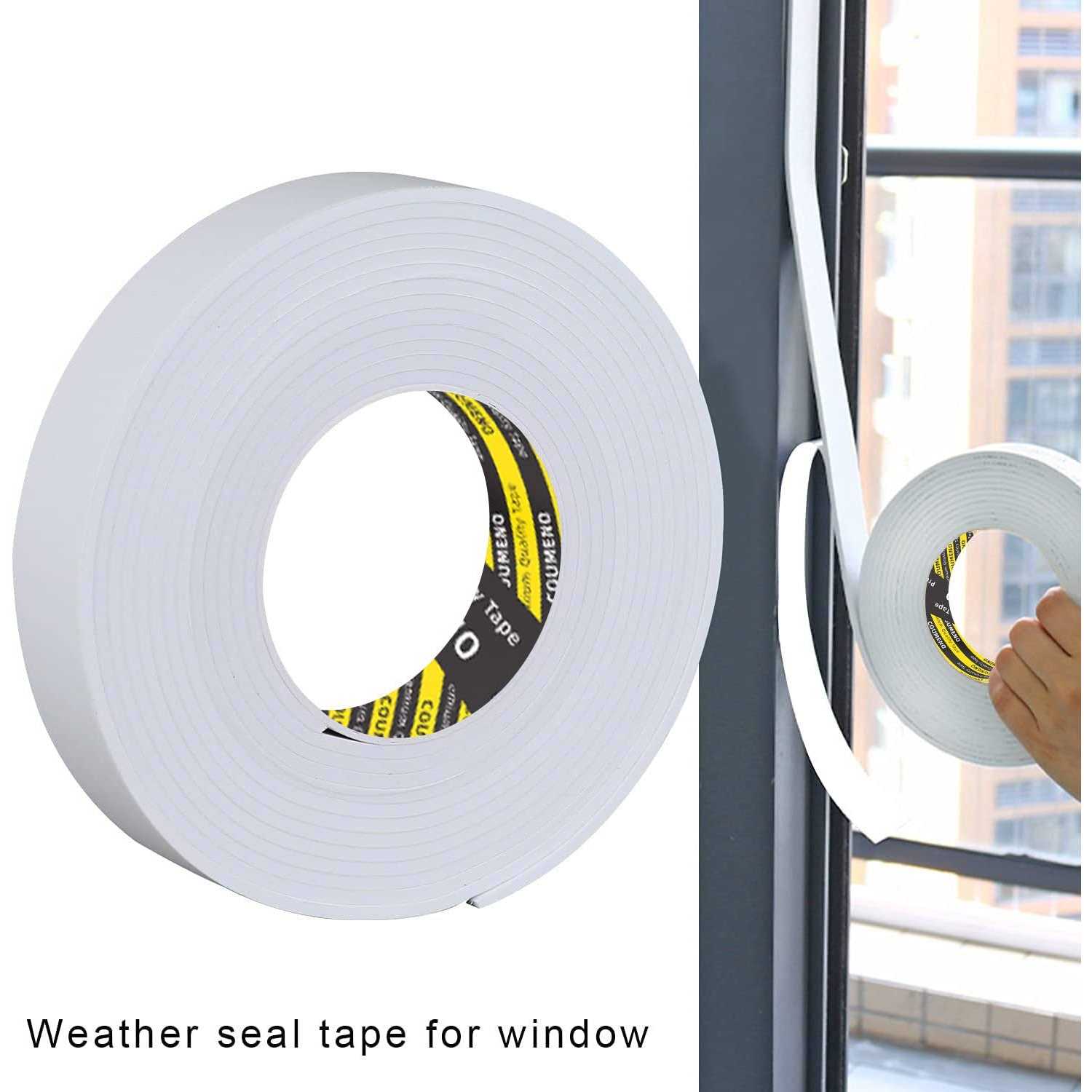 COUMENO EVA Single-Sided Adhesive White Foam Tape Single-Sided Sealing Strip Foam Pad Sponge Tape Window Weatherproof - Inhomebuy