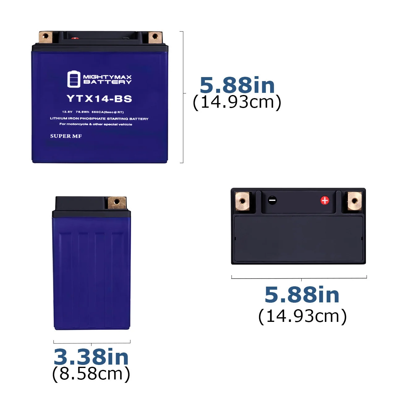 YTX14-BS Lithium Replacement Battery Compatible with Powersport Motorcycle Scooter ATV - Inhomebuy