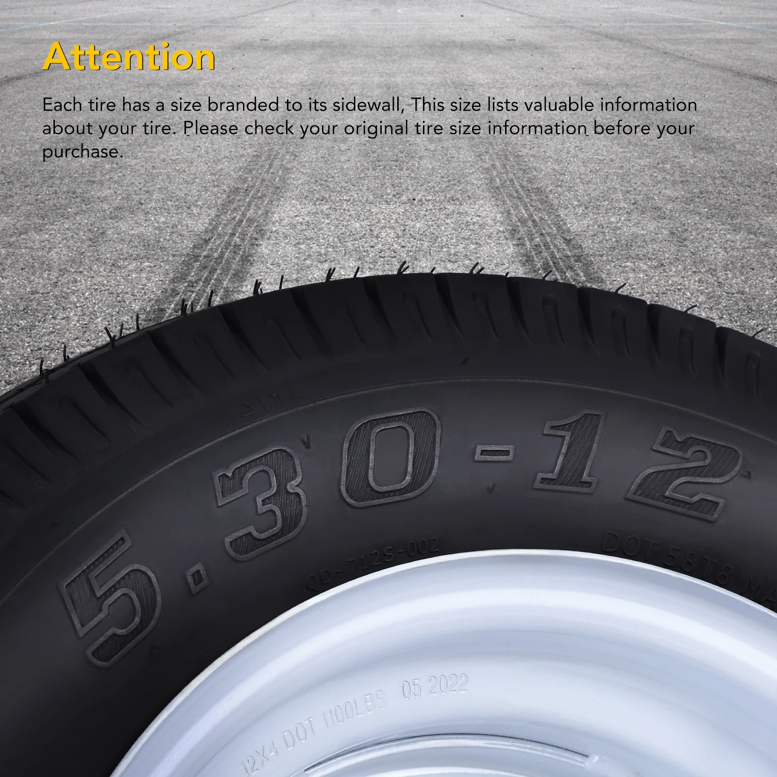 Tookss 2 Packs 5.30-12 5.30x12 530-12 5.30-12 Trailer Tires with 12 inch Rims, 5 Lug on 4.5'', LoadC, 6PR - Inhomebuy