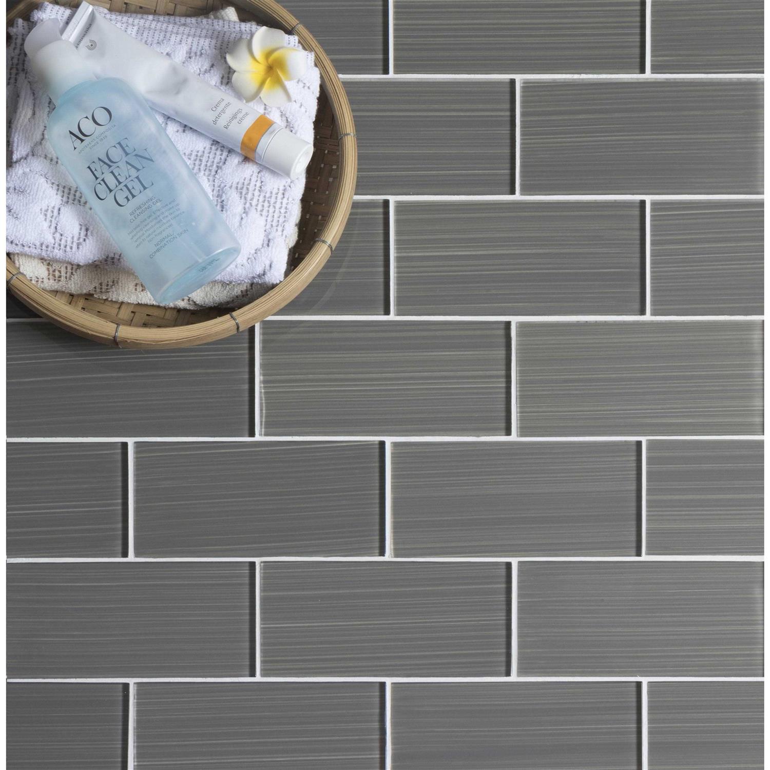 WS Tiles 3×22 x 9×22 Glass Mosaic Subway Tile Backsplash for Kitchen and Bathroom - Inhomebuy