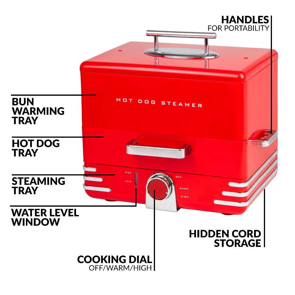 Large Diner Style Hot Dog Steamer - Inhomebuy