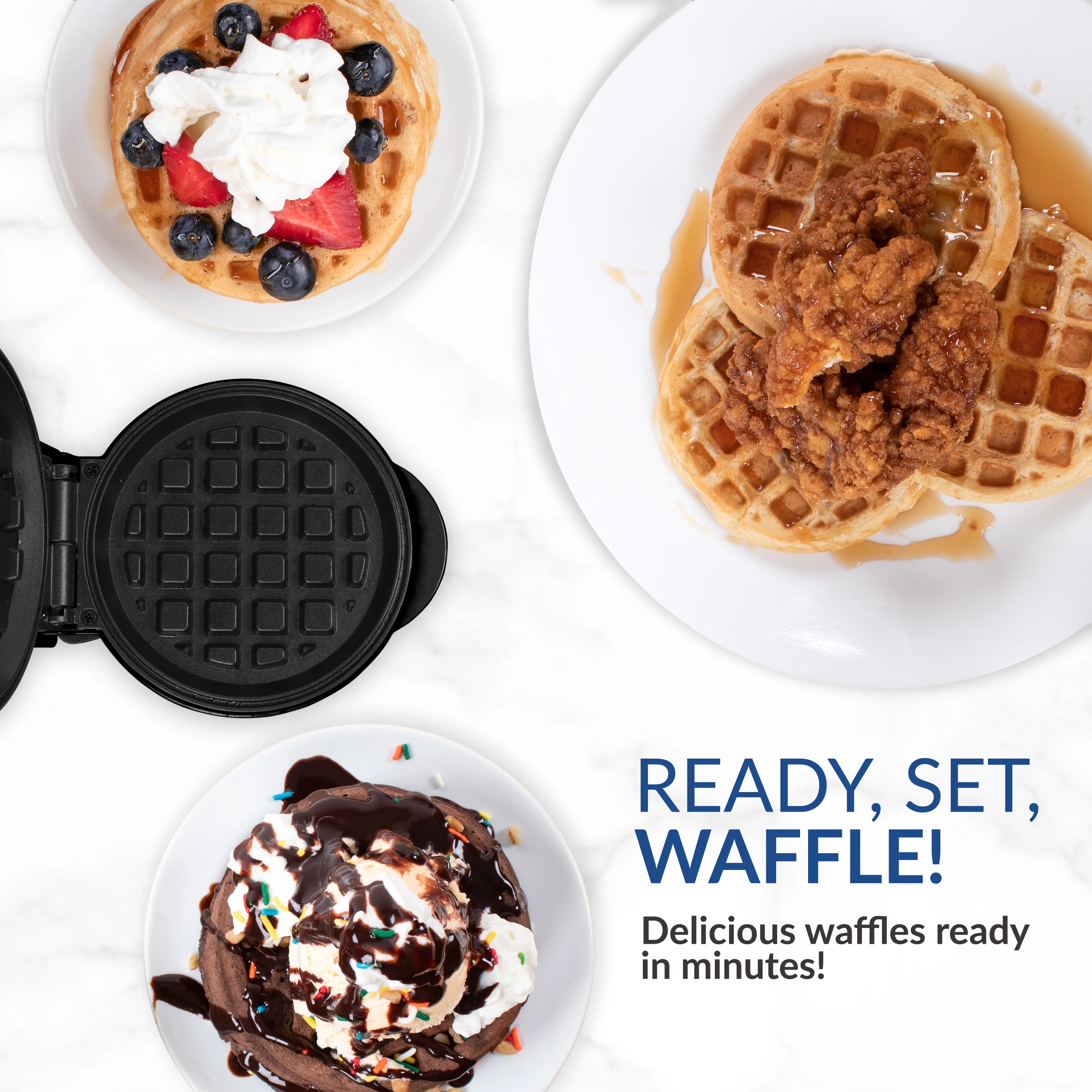 MyMini�?Personal Electric Waffle Maker, Red - Inhomebuy