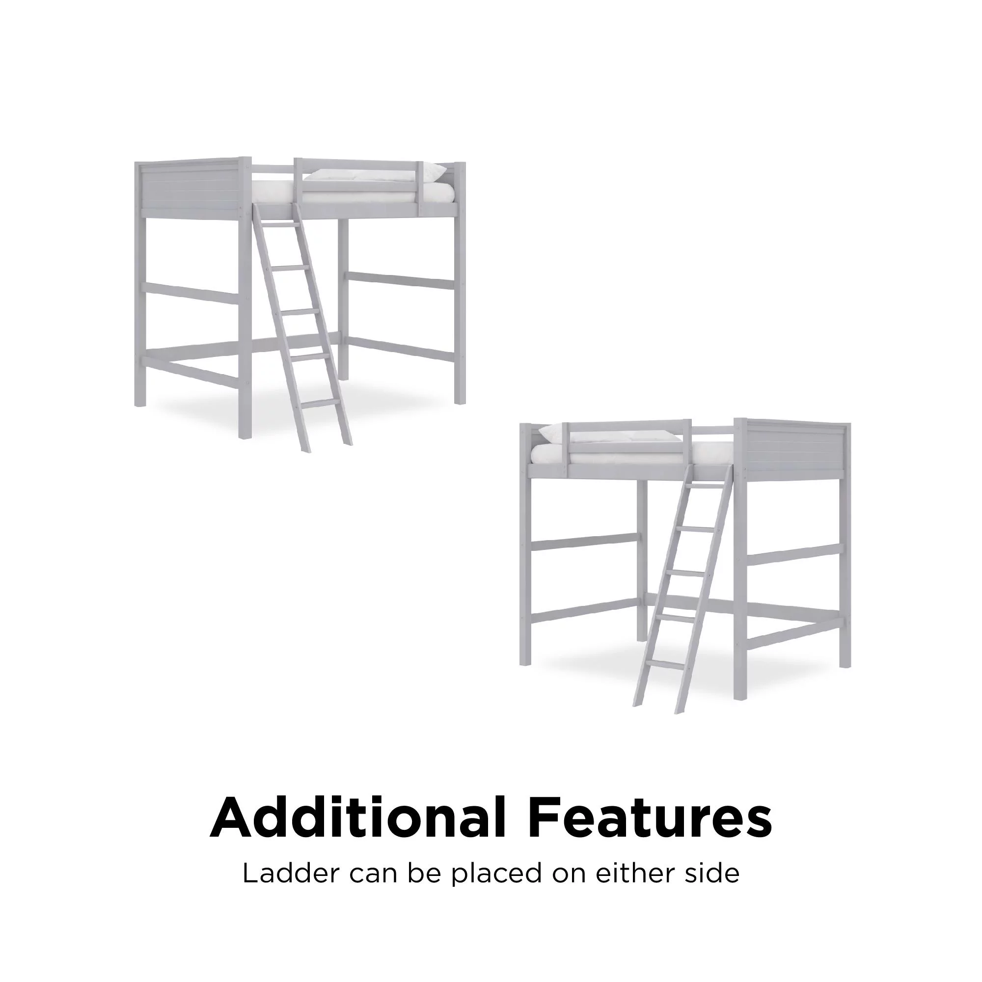 Your Zone Kiarah Full Size Loft Bed with Ladder, Black - Inhomebuy