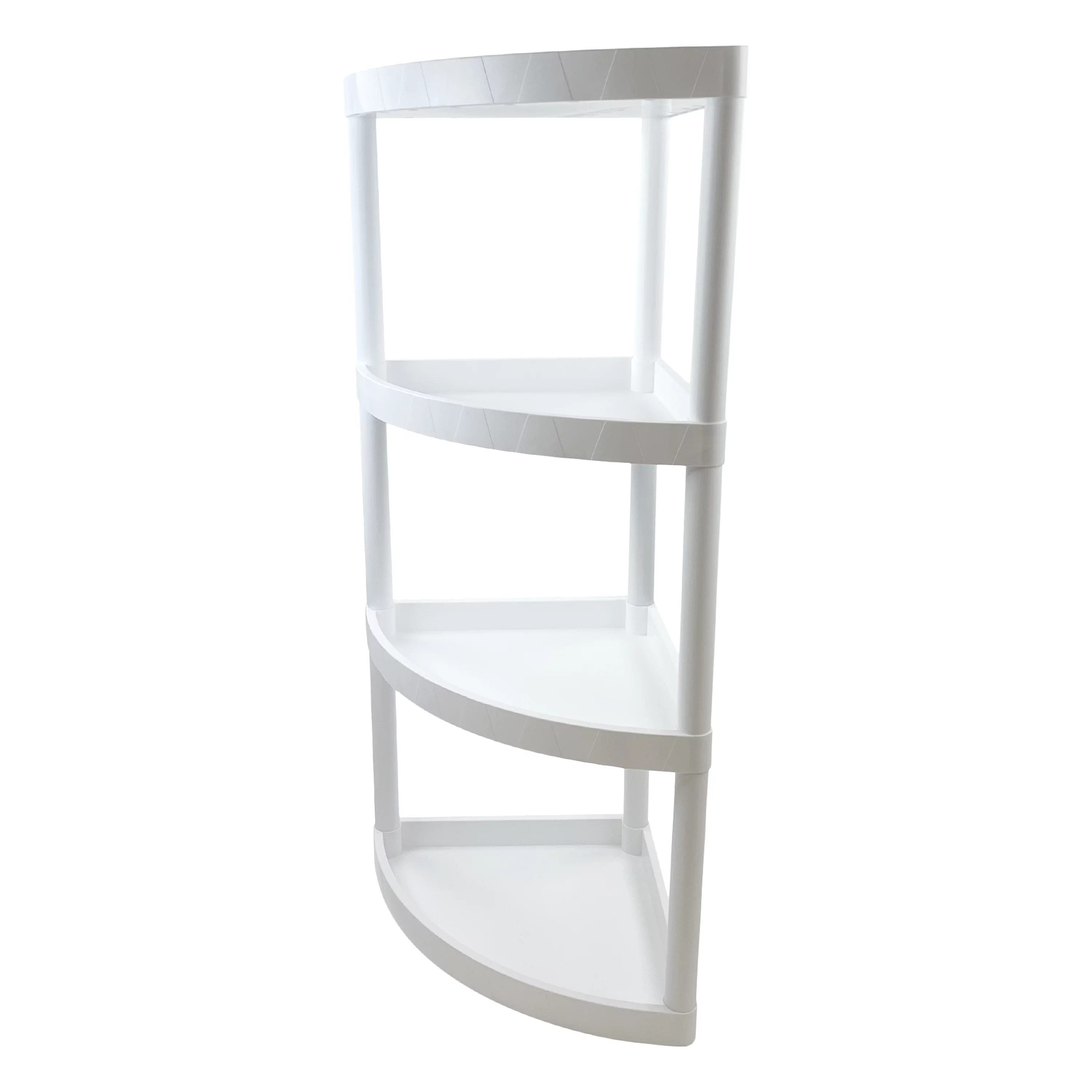 Hyper Tough 4 Tier Plastic Storage Corner Shelf, 20 lb per Shelf Capacity, White, Adult - Inhomebuy