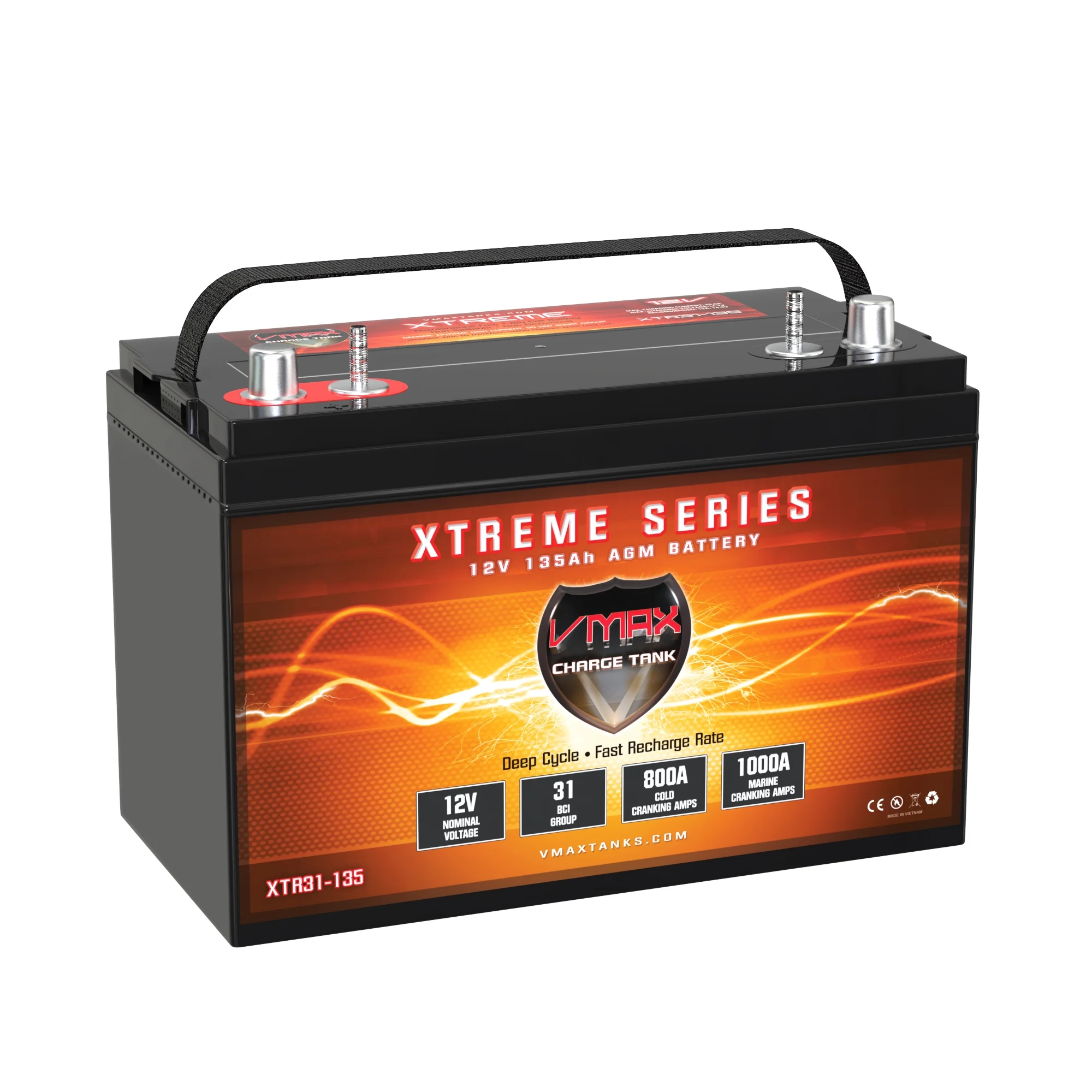 Extreme Series Battery Vmaxtanks XTR31-135 Group 31 Agm Deep Cycle 12V 135Ah - Inhomebuy