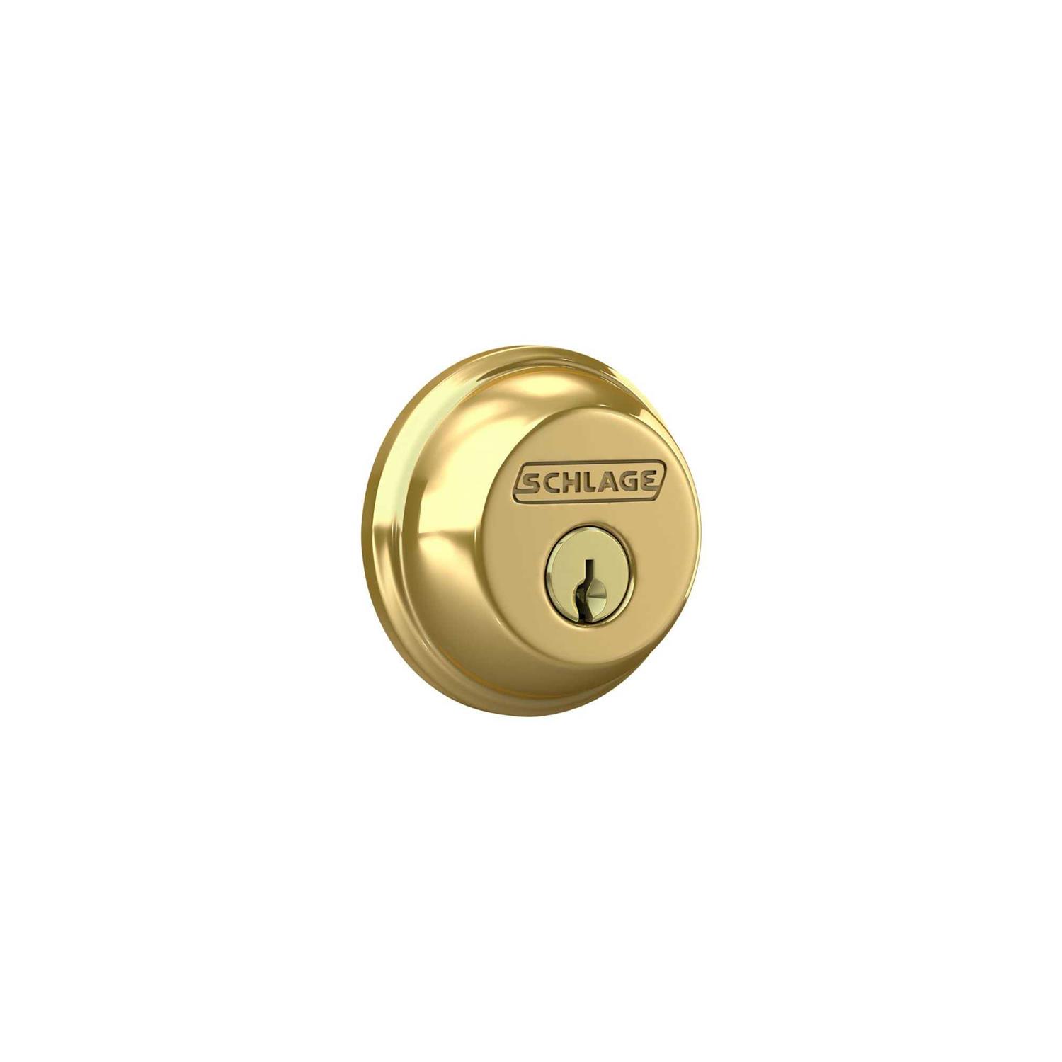 Schlage Bright Brass Single Cylinder Deadbolt - Inhomebuy