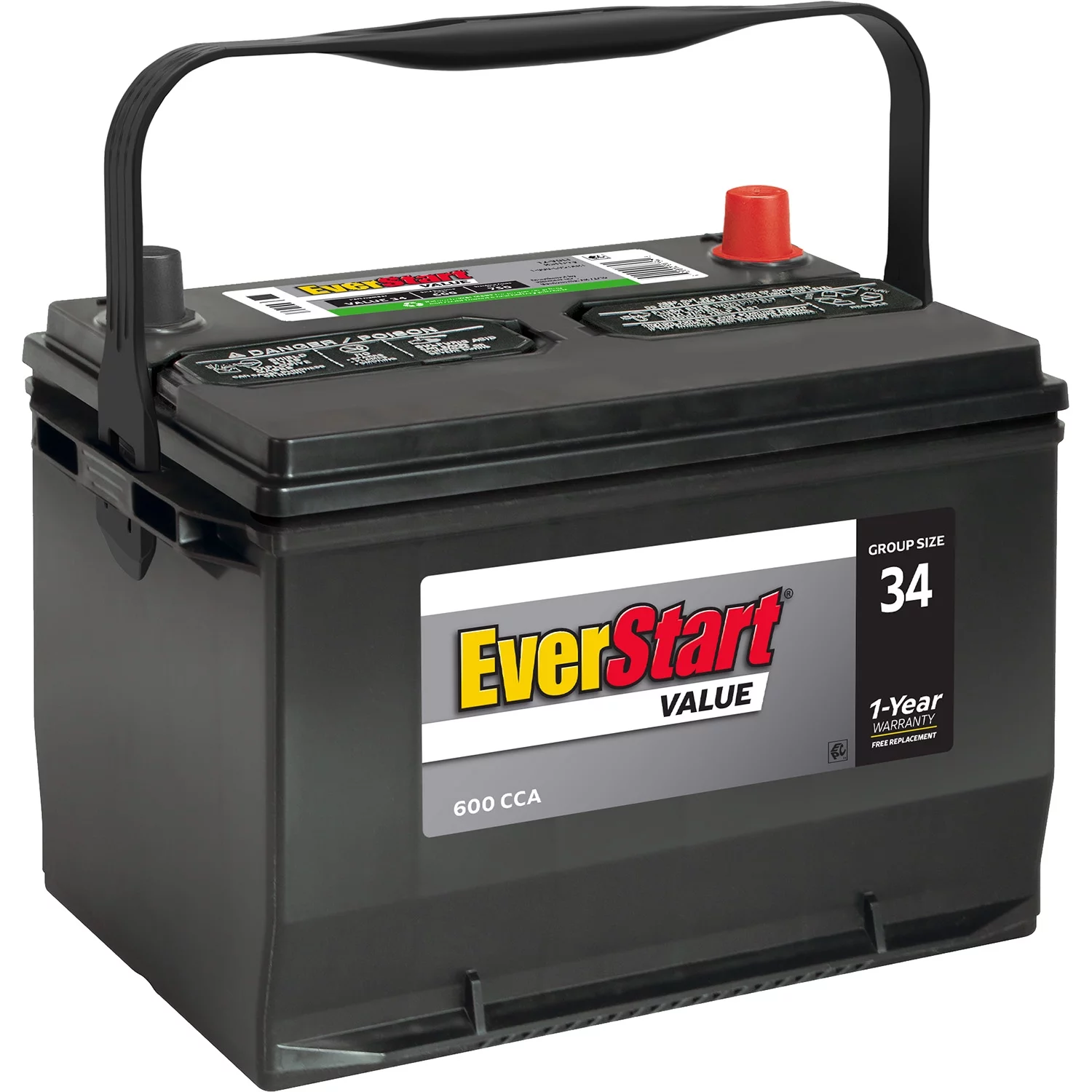 EverStart Value Lead Acid Automotive Battery, Group Size 34 12 Volt, 600 CCA - Inhomebuy