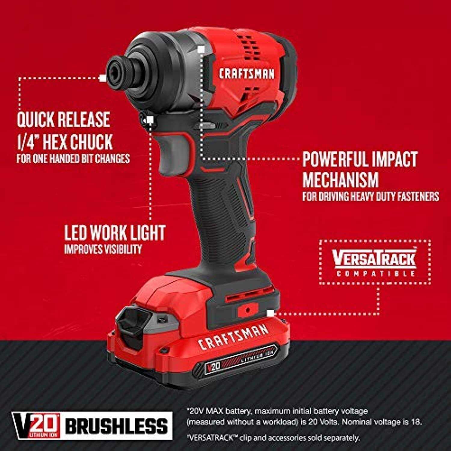 Craftsman 20V Max Impact Driver Kit CMCF800C1 - Inhomebuy