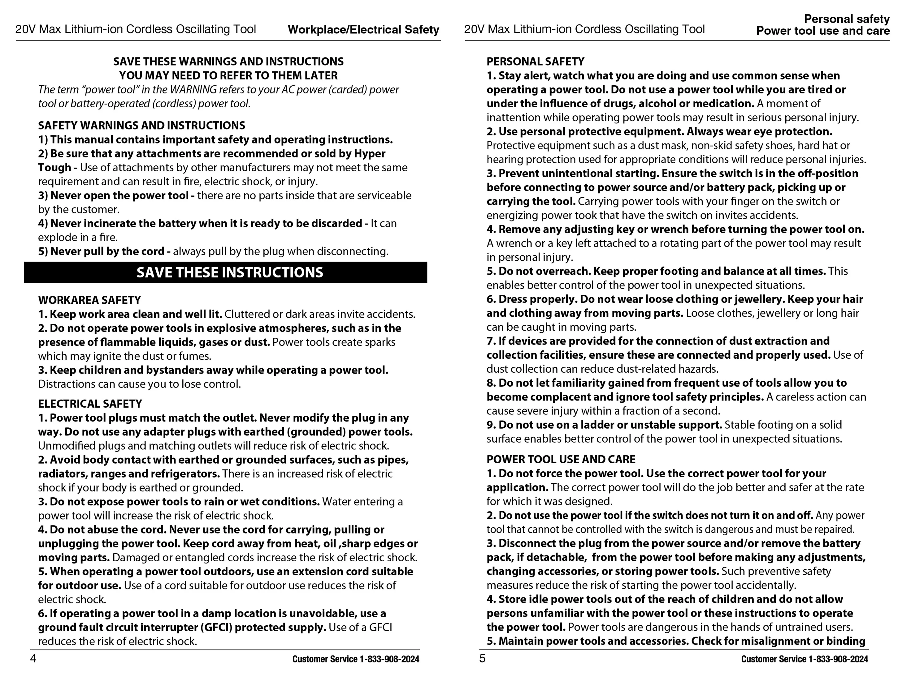 Hyper Tough 20V Max Lithium-Ion Oscillating Power Tool with 2.0 Amp Hour Battery & Charger - Inhomebuy