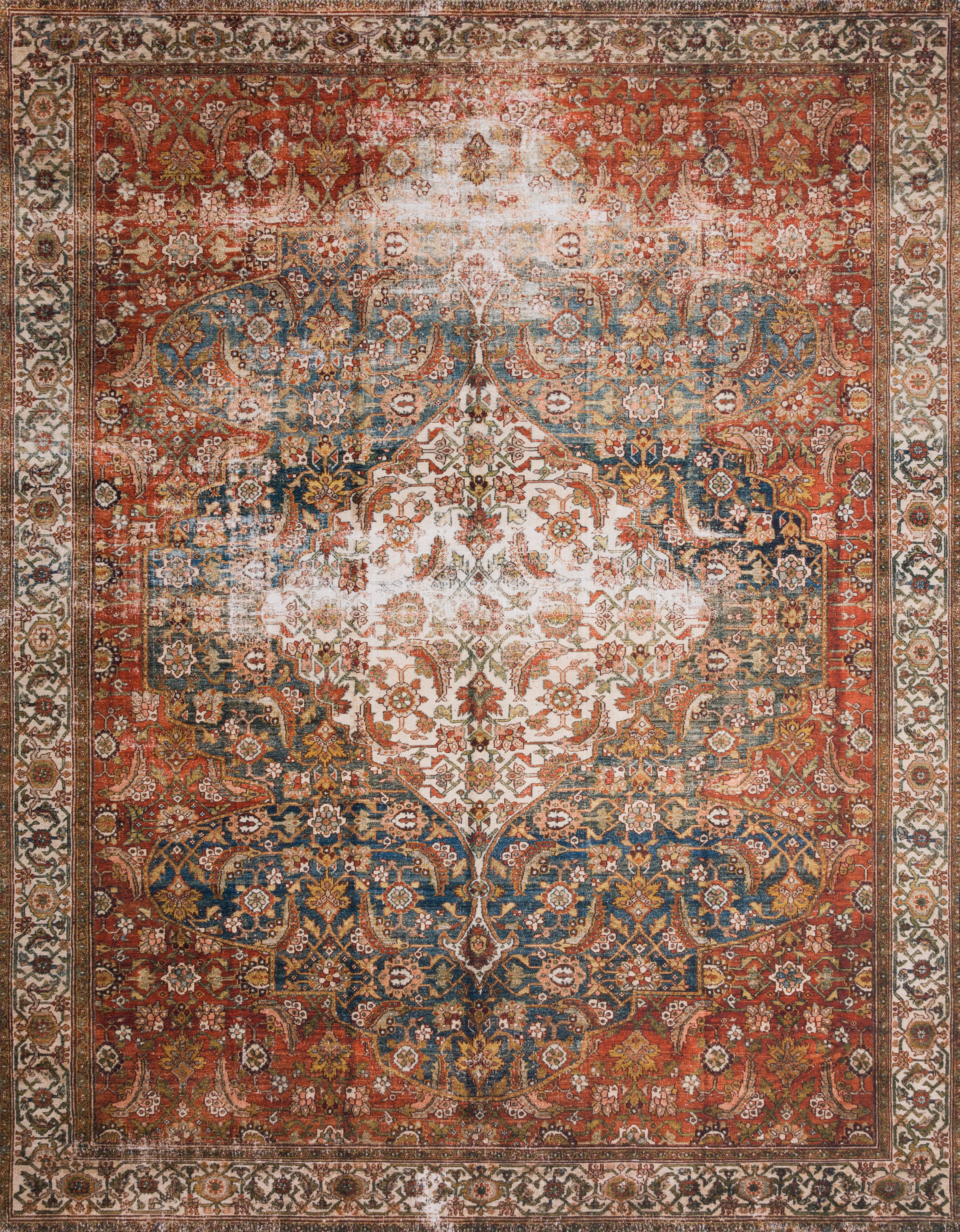 Loloi II Layla Collection Rug in Ocean, Multi - 2.5' x 7'6