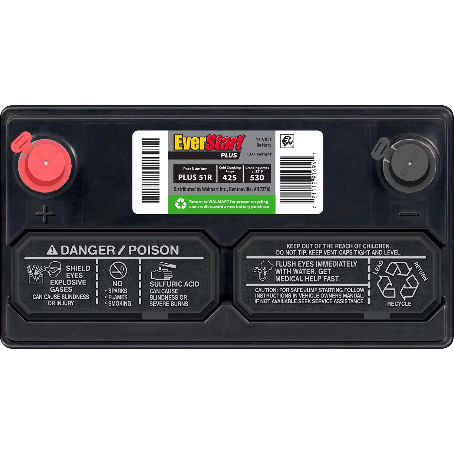 EverStart Plus Lead Acid Automotive Battery, Group Size 51R 12 Volt, 425 CCA - Inhomebuy