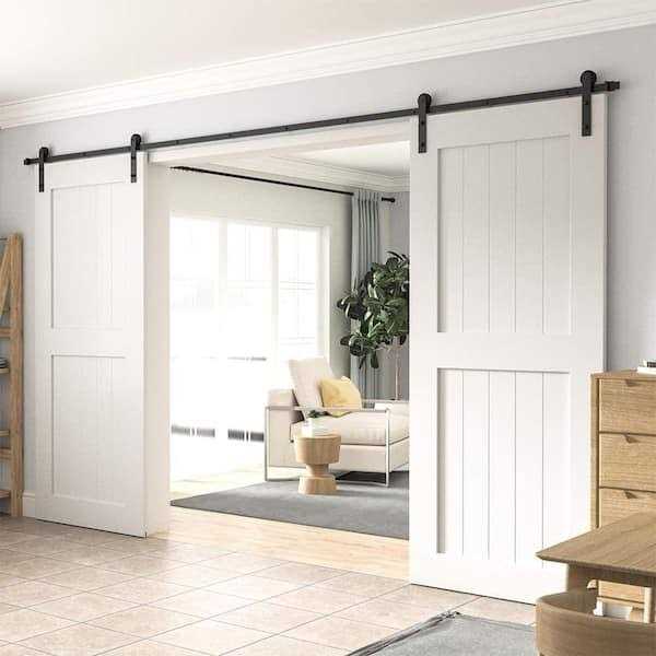 WINSOON Sliding Barn Door Hardware Kit Track for Double Doors - Inhomebuy