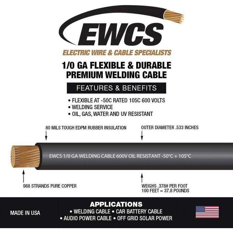EWCS Gauge Premium Extra Flexible Welding Cable 600 Volt - Inhomebuy