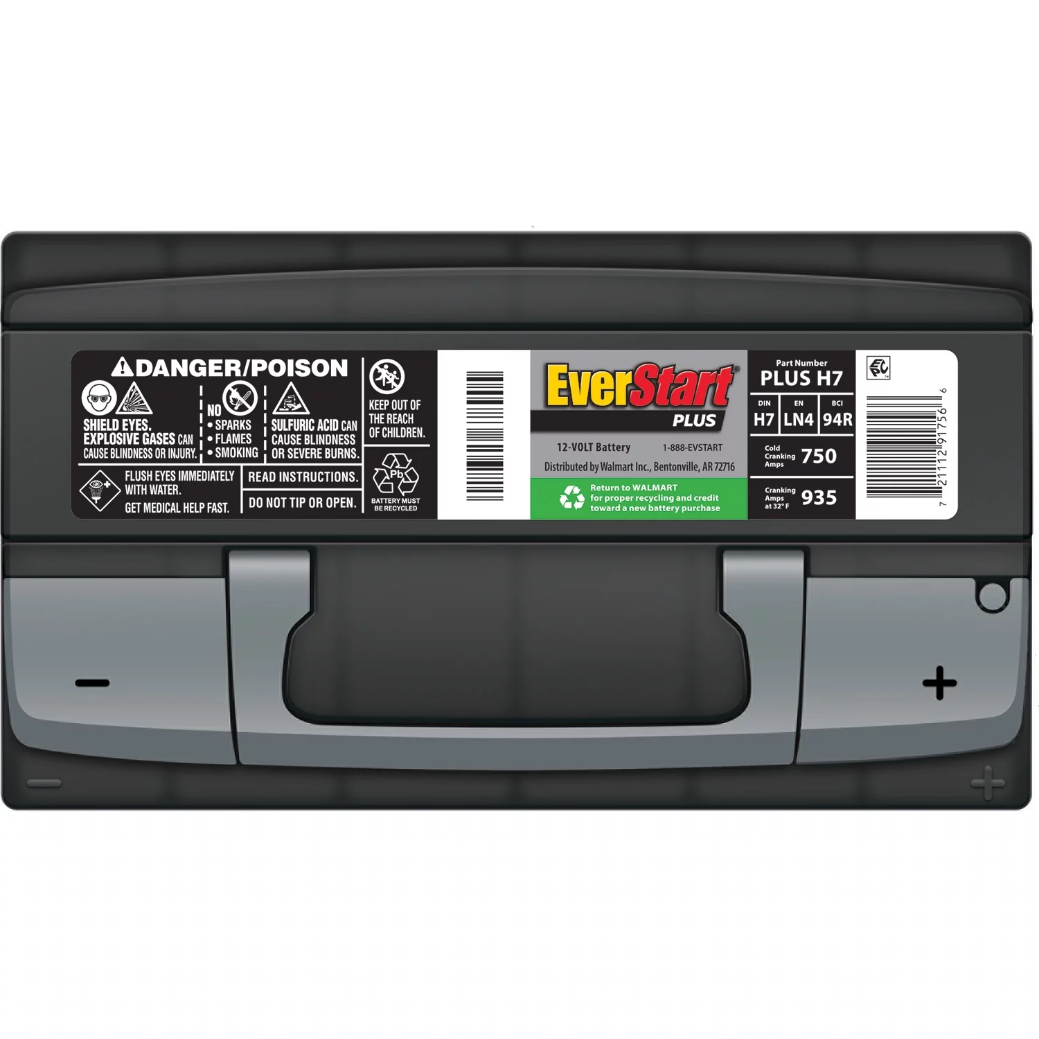 EverStart Plus Lead Acid Automotive Battery, Group Size H7 / LN4 / 94R 12 Volt, 750 CCA - Inhomebuy