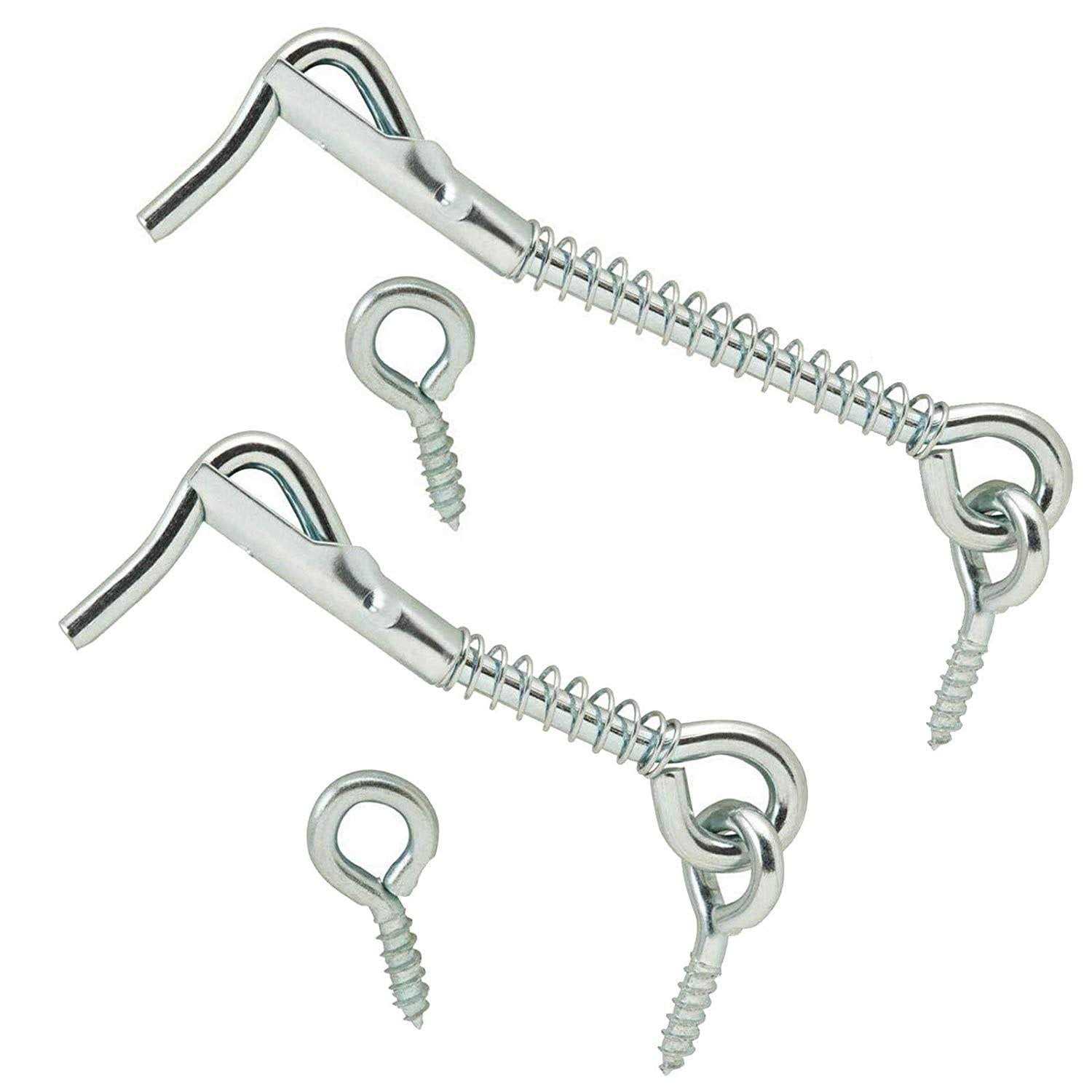 Wideskall Zinc Plated Wire Gate Hook and Eye Latch with Spring Lock - Inhomebuy