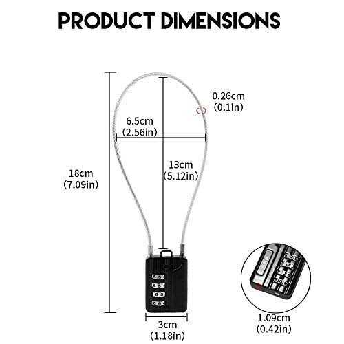 RESET-200 4 Digit Combination Padlock Steel Cable,Cable Lock for Locker Luggage Suitcase Gun Case Toolbox Helmet - Inhomebuy