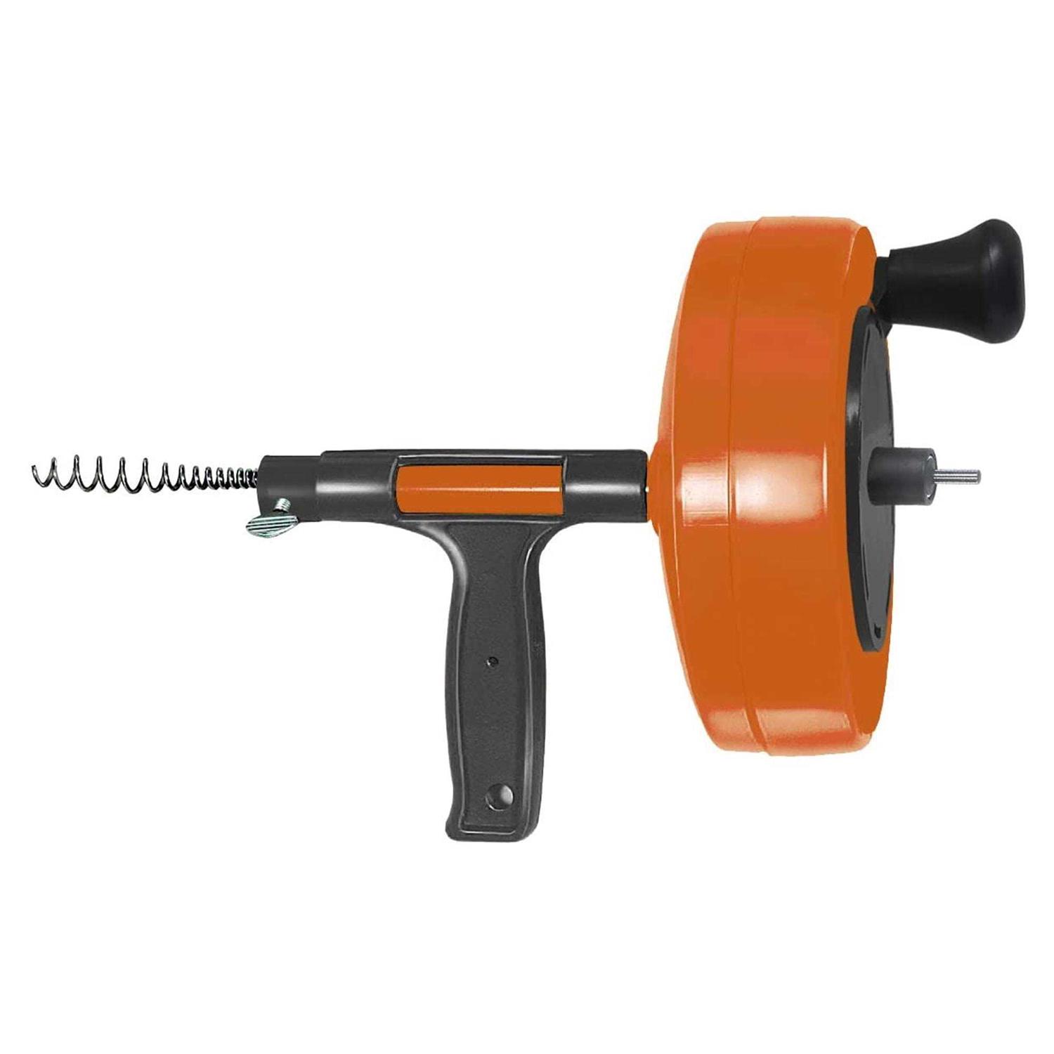 Drainx Heavy-Duty-Steel Pro Drum Drain Auger, 25 Ft., with Work Gloves and Carrying Pouch - Inhomebuy