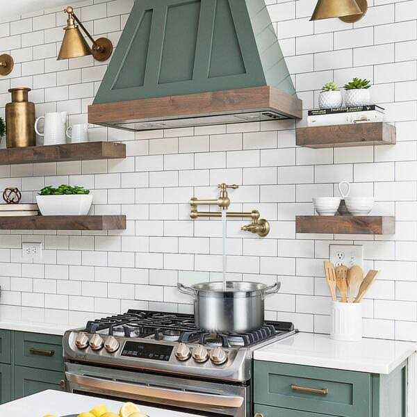 WOWOW Double Handle Wall-Mount Pot Filler Kitchen Faucet 2311100 - Inhomebuy