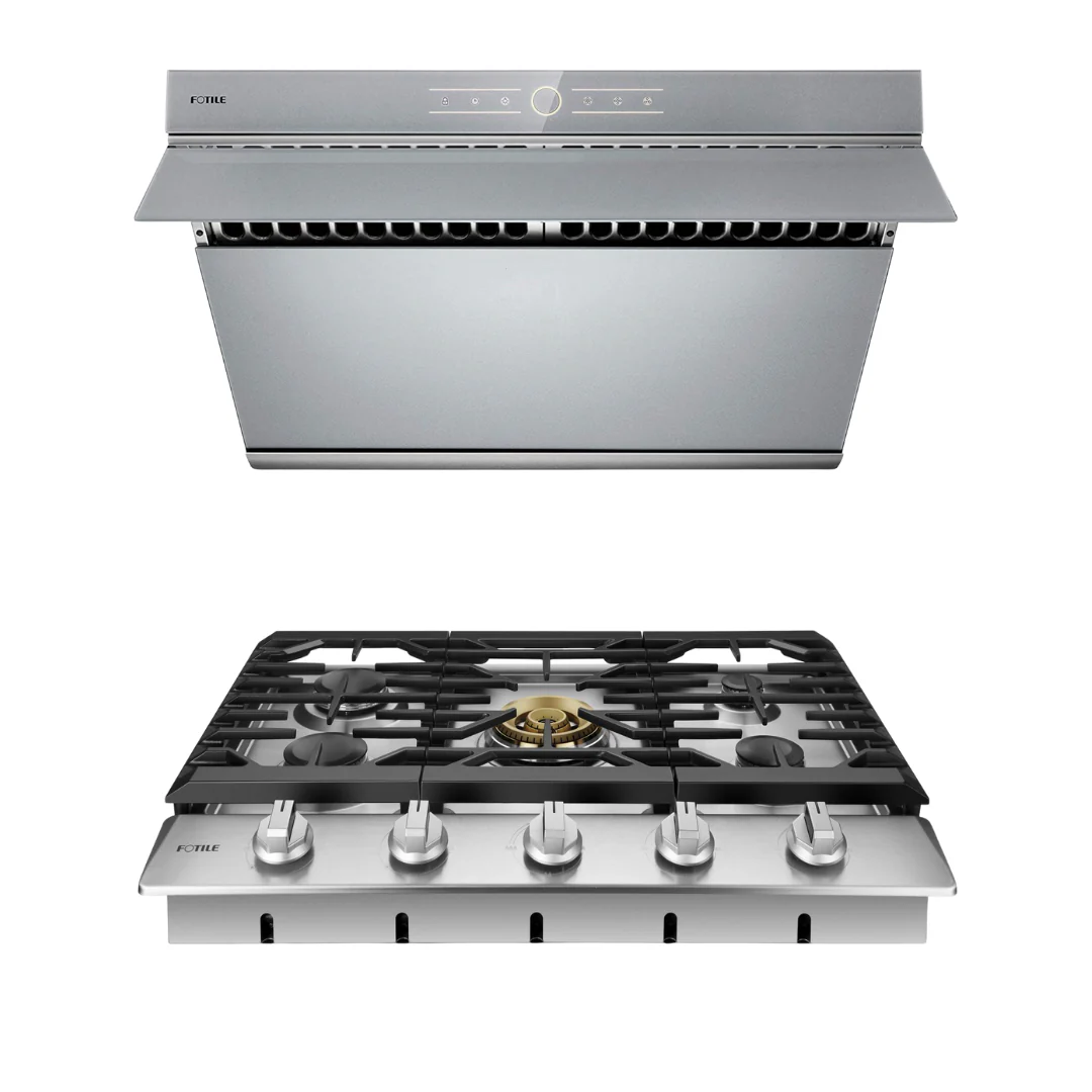 Fotile Package 30 Inch Cooktop and 30 Inch 850 CFM Range Hood in Silver Gray, AP-GLS30501-3 - Inhomebuy