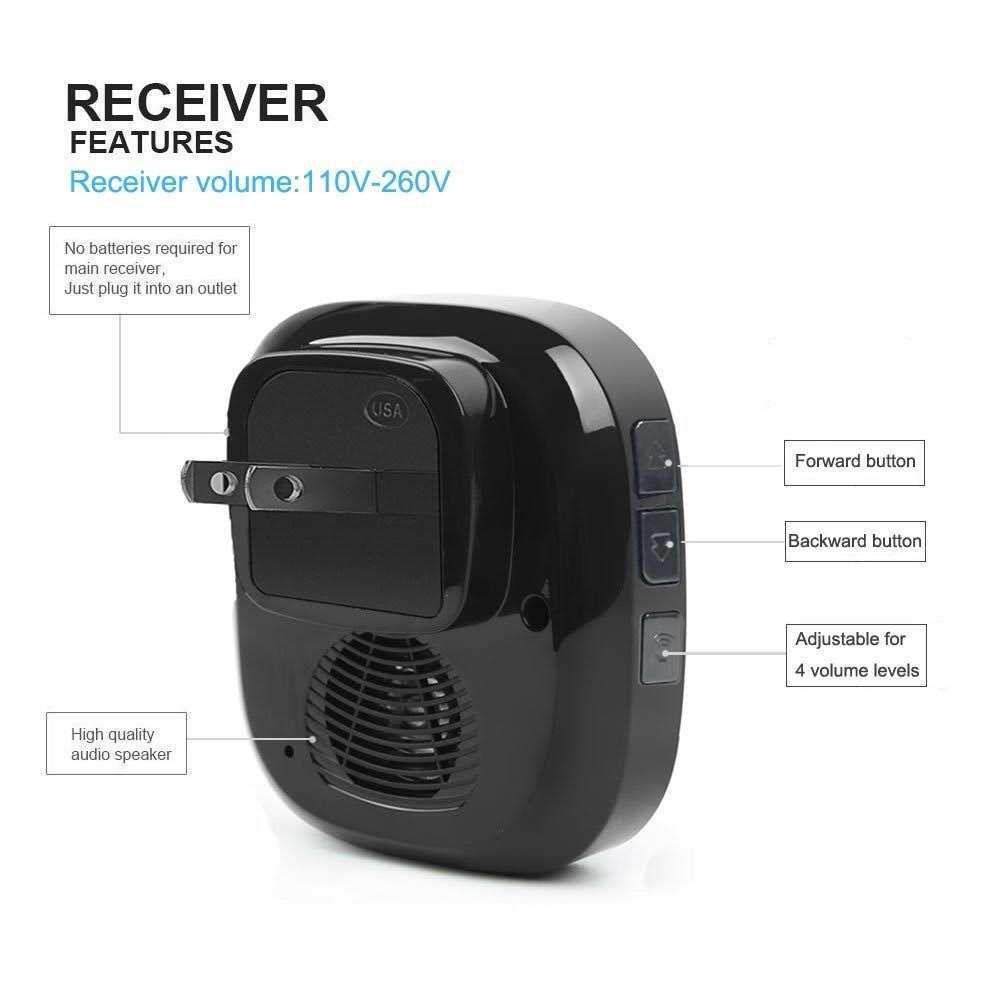 Wireless Doorbell kit Plug-in Receiver Waterproof Push Button with 1000 feet Operating Range - Inhomebuy