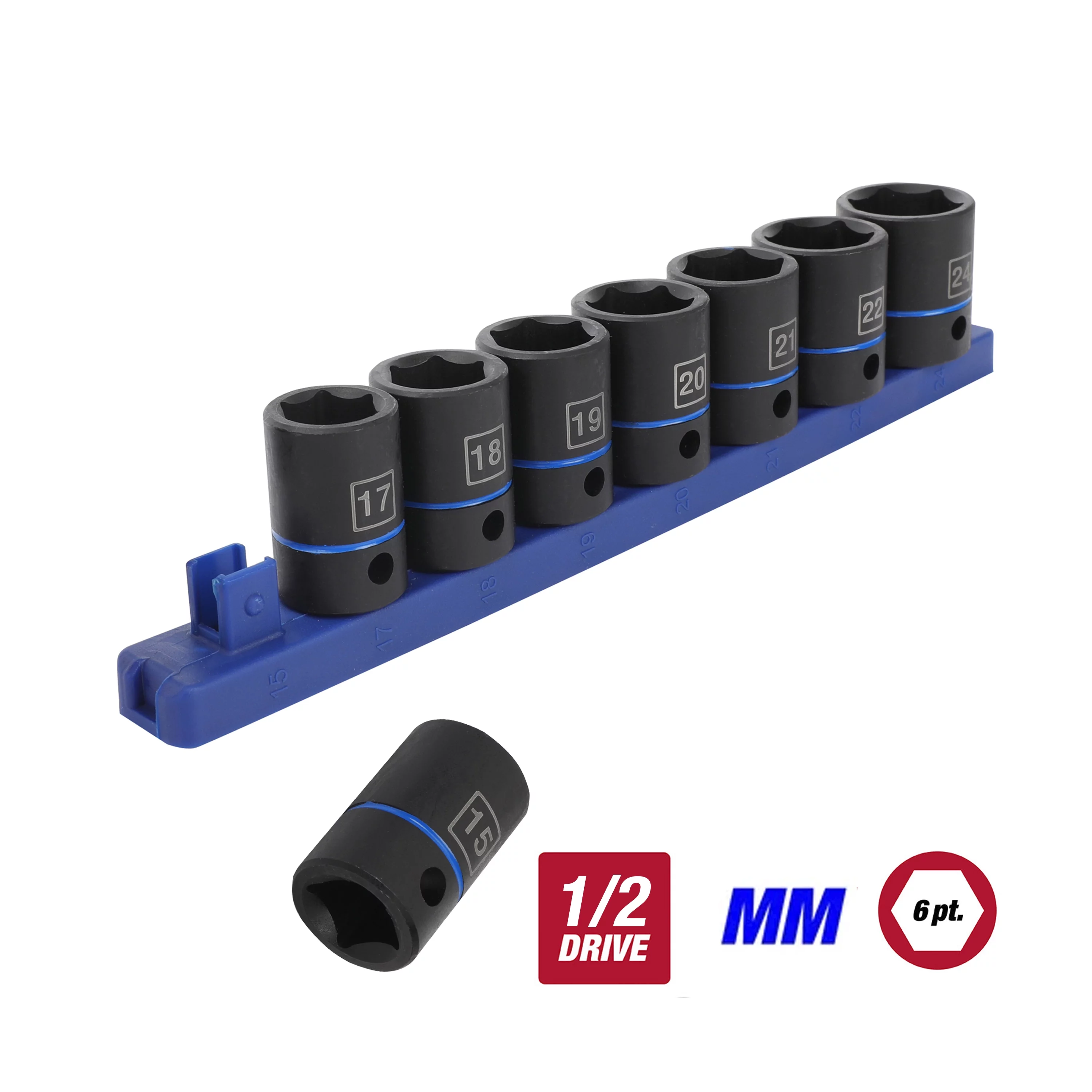 Hyper Tough 9-Piece 1/2 inch Deep and Standard Drive Impact Socket Set Bundle - Inhomebuy
