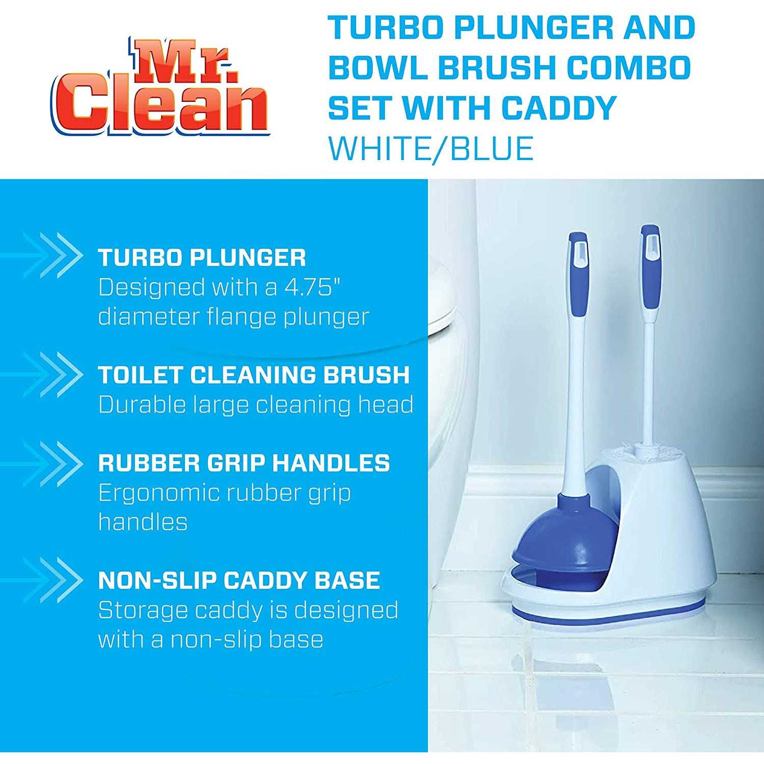 Mr. Clean Turbo Plunger & Bowl Brush Set - Inhomebuy