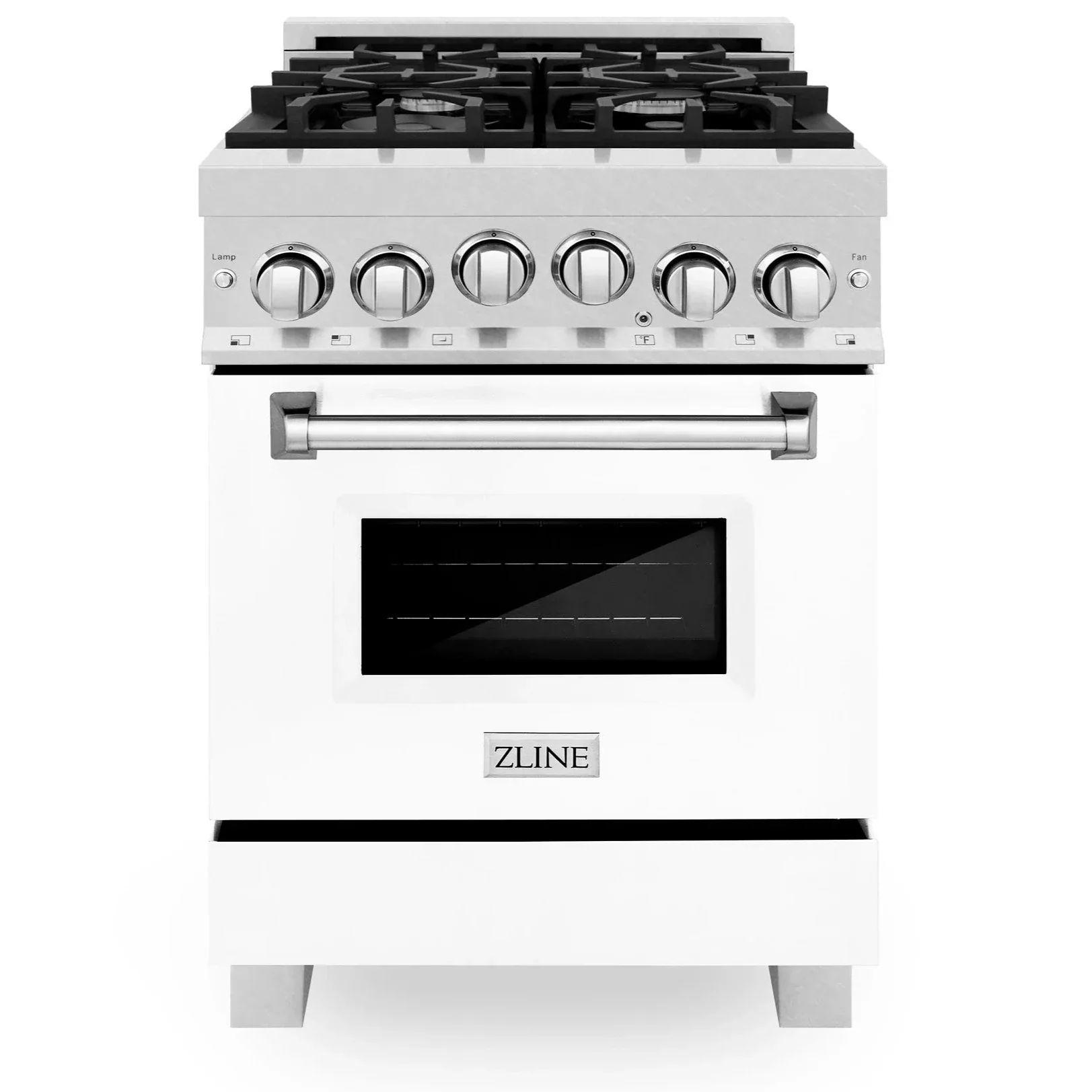 ZLINE 24 In. Professional Gas Range In Stainless Steel With White Matte Door, RG-WM-24 - Inhomebuy