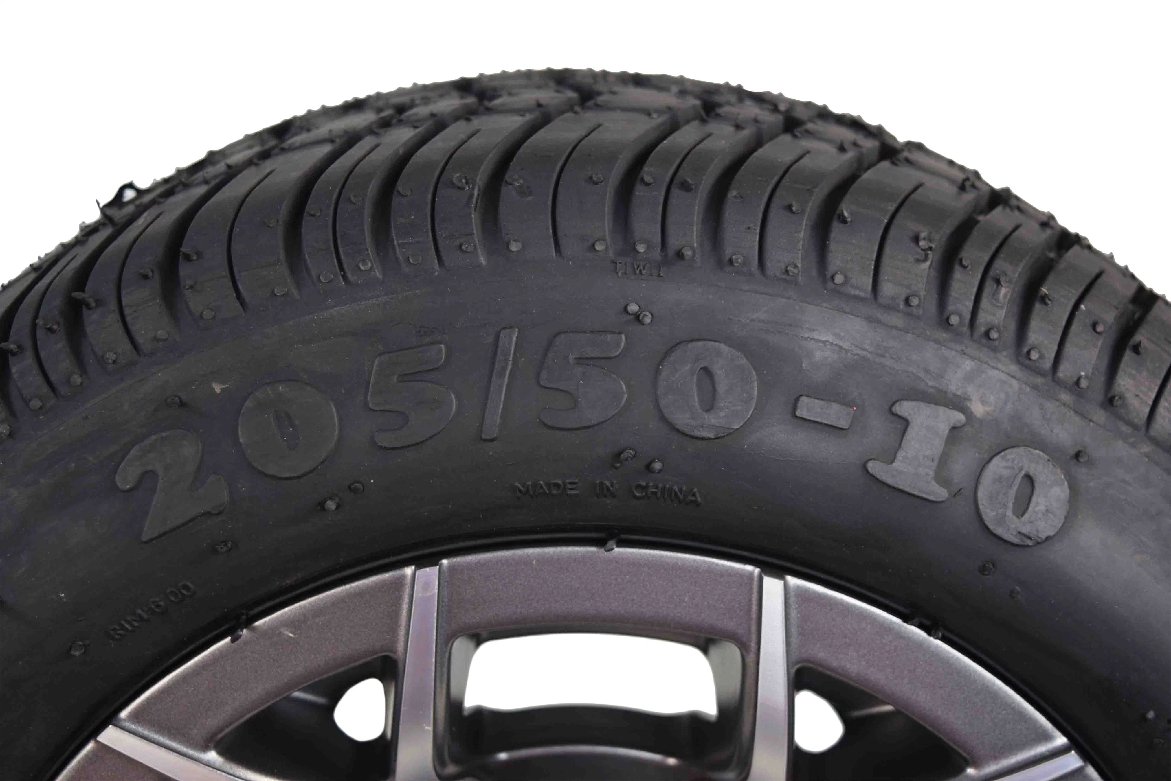 MASSFX 205/50-10 Golf Cart Turf Tire & Gun Metal Wheel Kit A240 10x7 4/101.6 - Inhomebuy