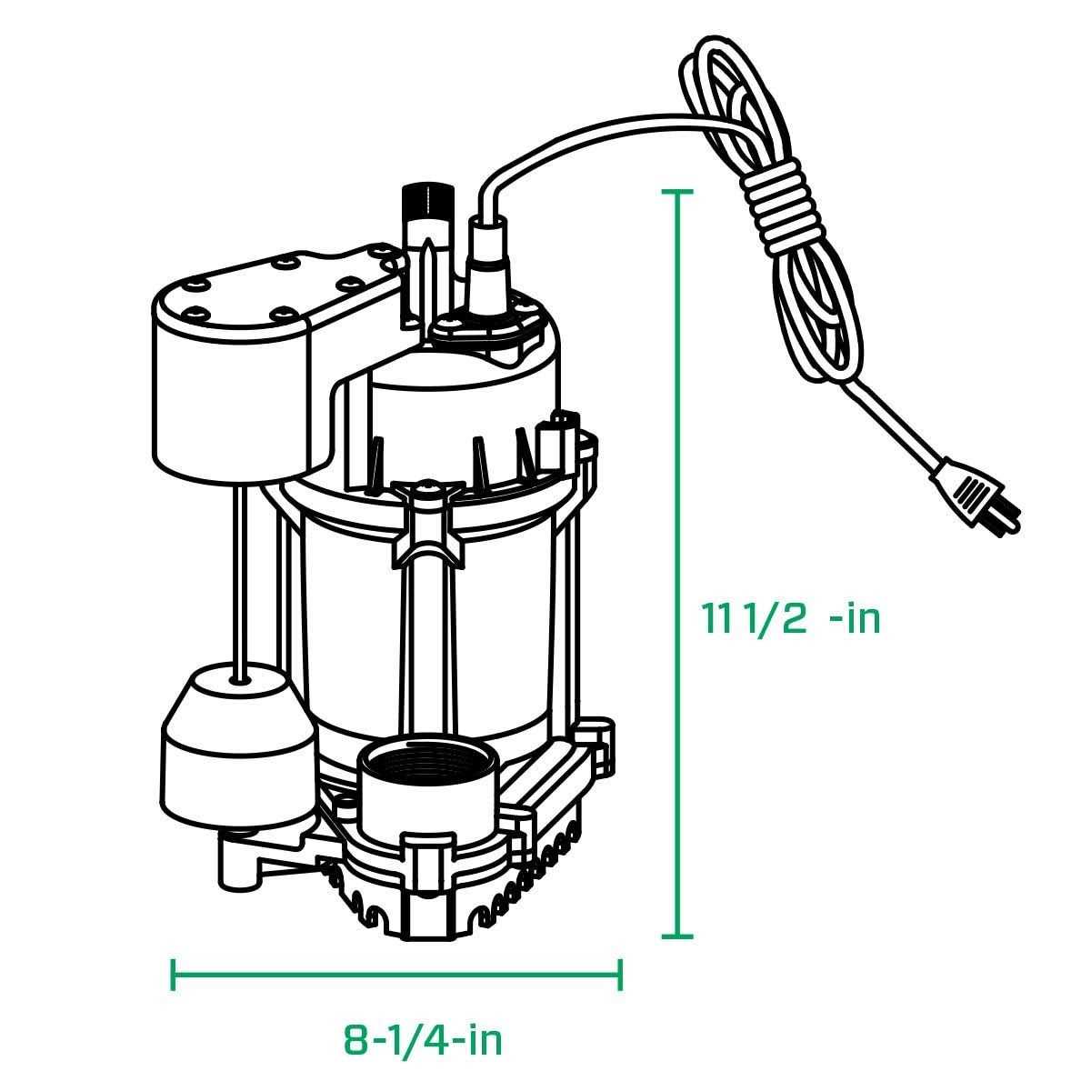 Zoeller 1/2 HP Cast Iron Automatic Sewage Pump 266-0005 - Inhomebuy