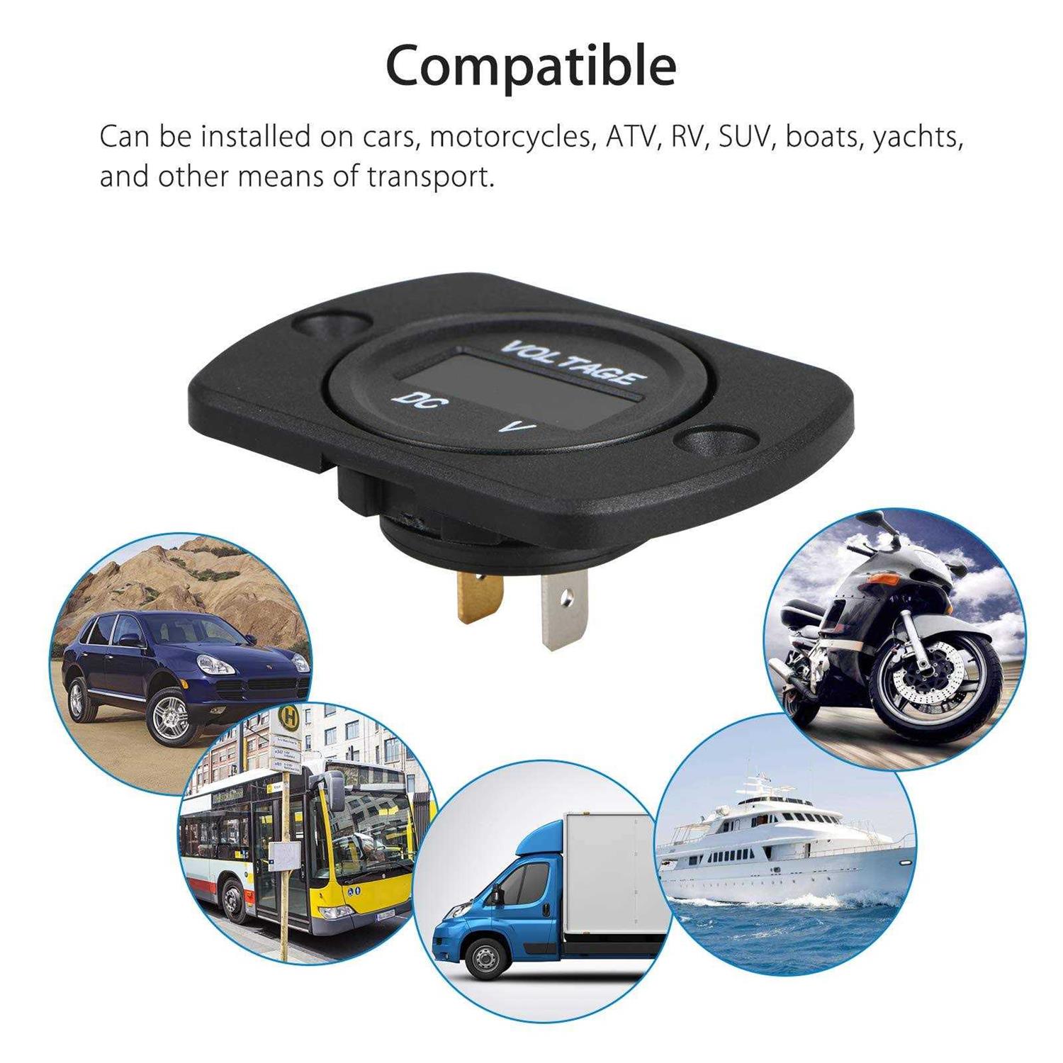 DC 12V 24V Car Voltmeter with LED Digital Display - Inhomebuy