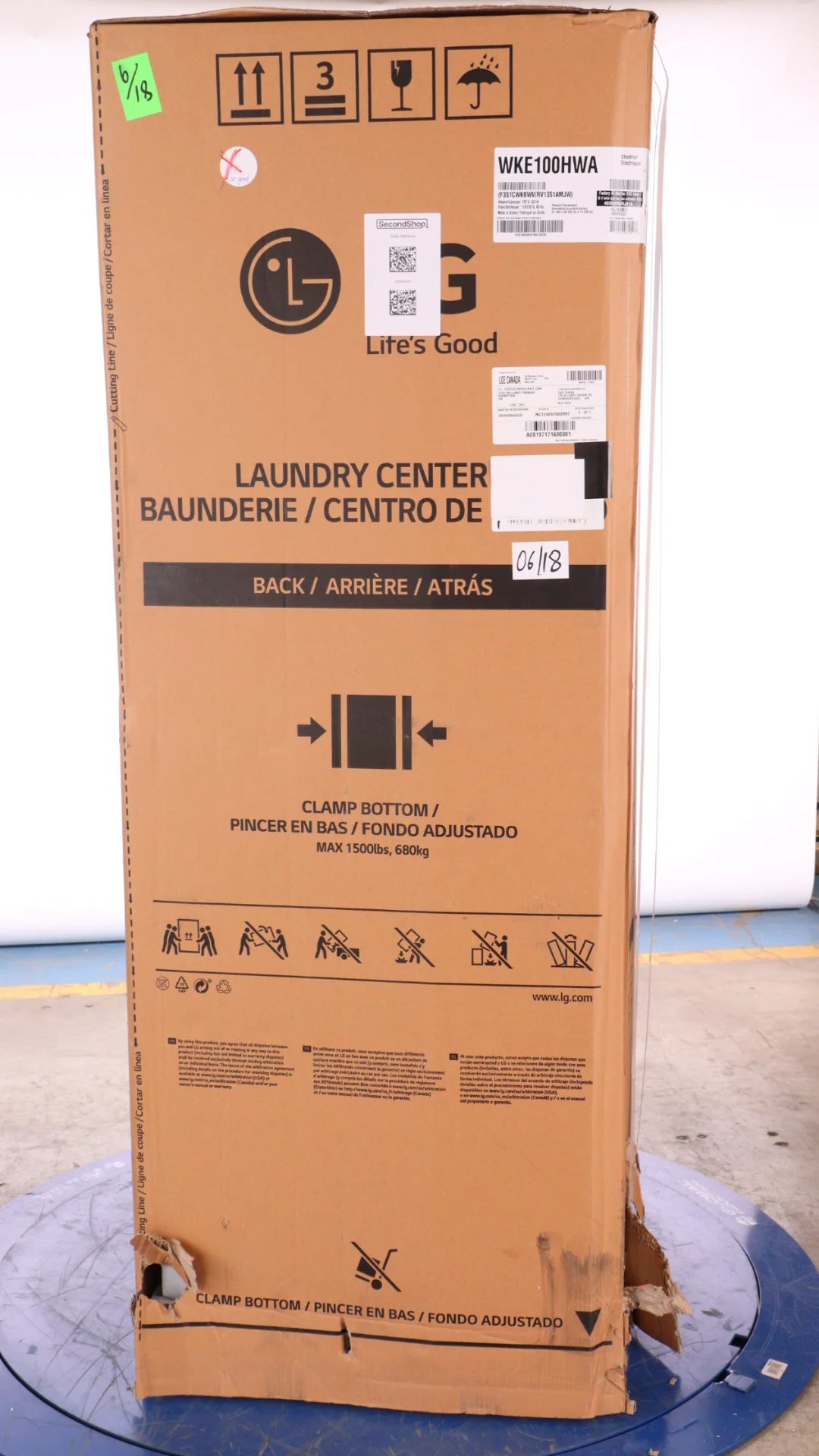 LG WHITE SINGLE UNIT FRONT LOAD WASHTOWER 5.2 CU. FT. WASHER, 7.4 CU. FT. ELECTRIC DRYER - WKE100HWA - Inhomebuy