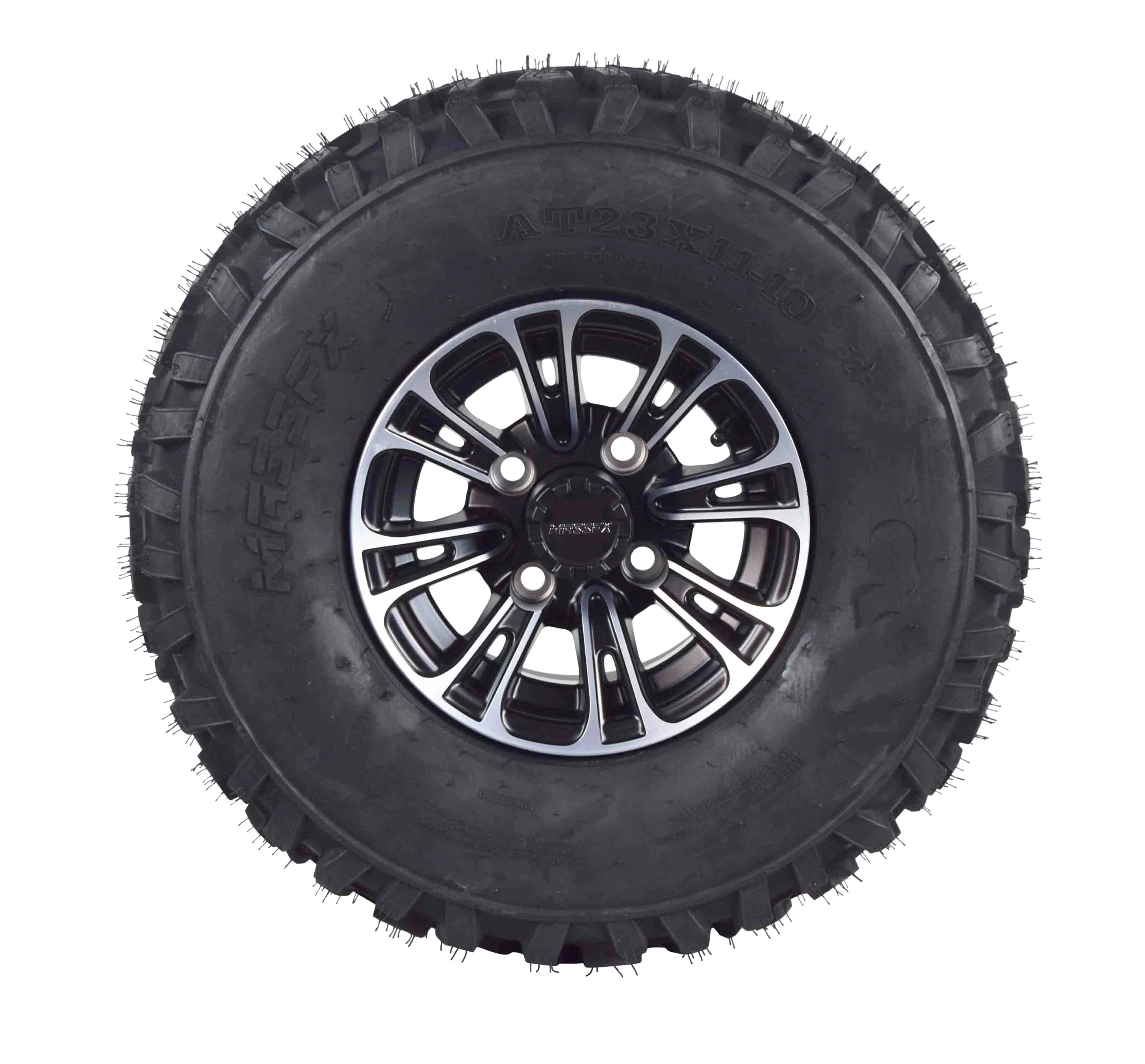 MASSFX 23x11-10 6 Ply Golf Cart Tire 23x11x10 & Black Wheel Kit A238 10x7 4/101.6 - Inhomebuy