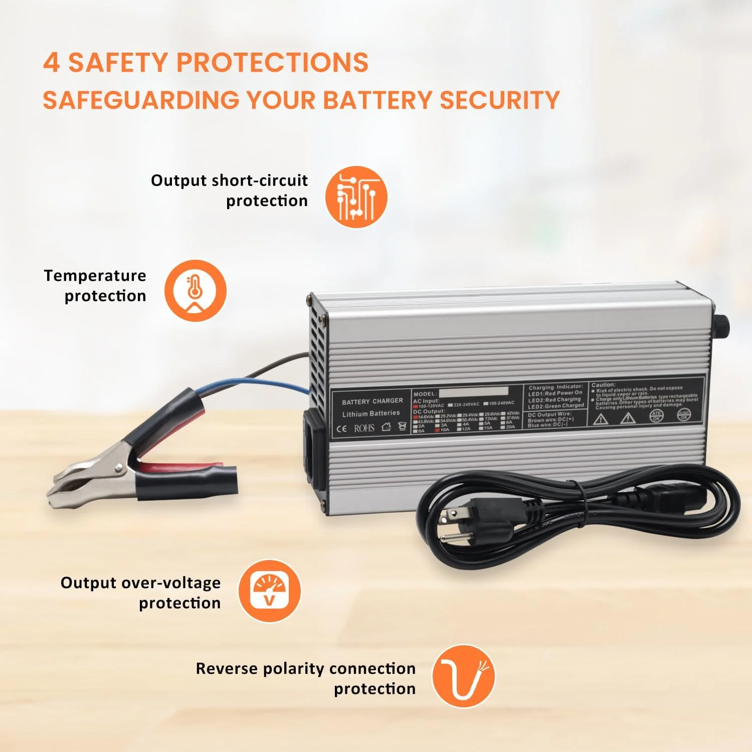 CHINS LiFePO4 Battery 12V 100AH Lithium Battery Includes 12V 10A Charger - Inhomebuy