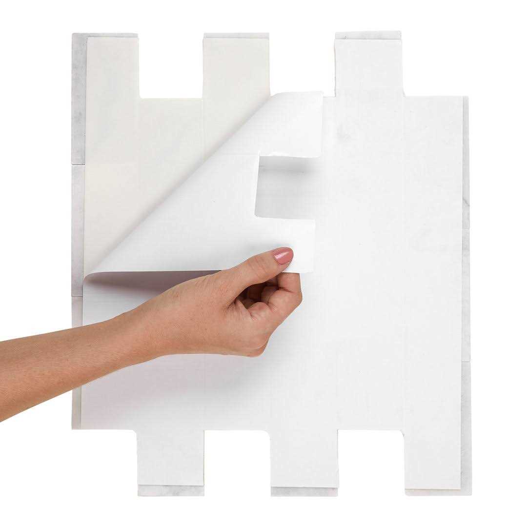 Daltile Xpress Mosaix Peel ‘N Stick White Beveled 14 in. x 12 in. Marble Brick Joint Mosaic Tile - Inhomebuy